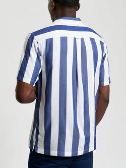 Ben Sherman Regular Fit Stripe Revere Collar Shirt, Royal - view 2, Royal