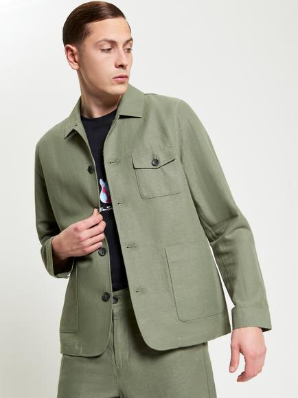 Ben Sherman Linen Chore Jacket, Olive, Olive