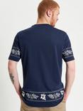 Ben Sherman Organic Cotton Regular Fit Floral Border T-Shirt, Dark Navy