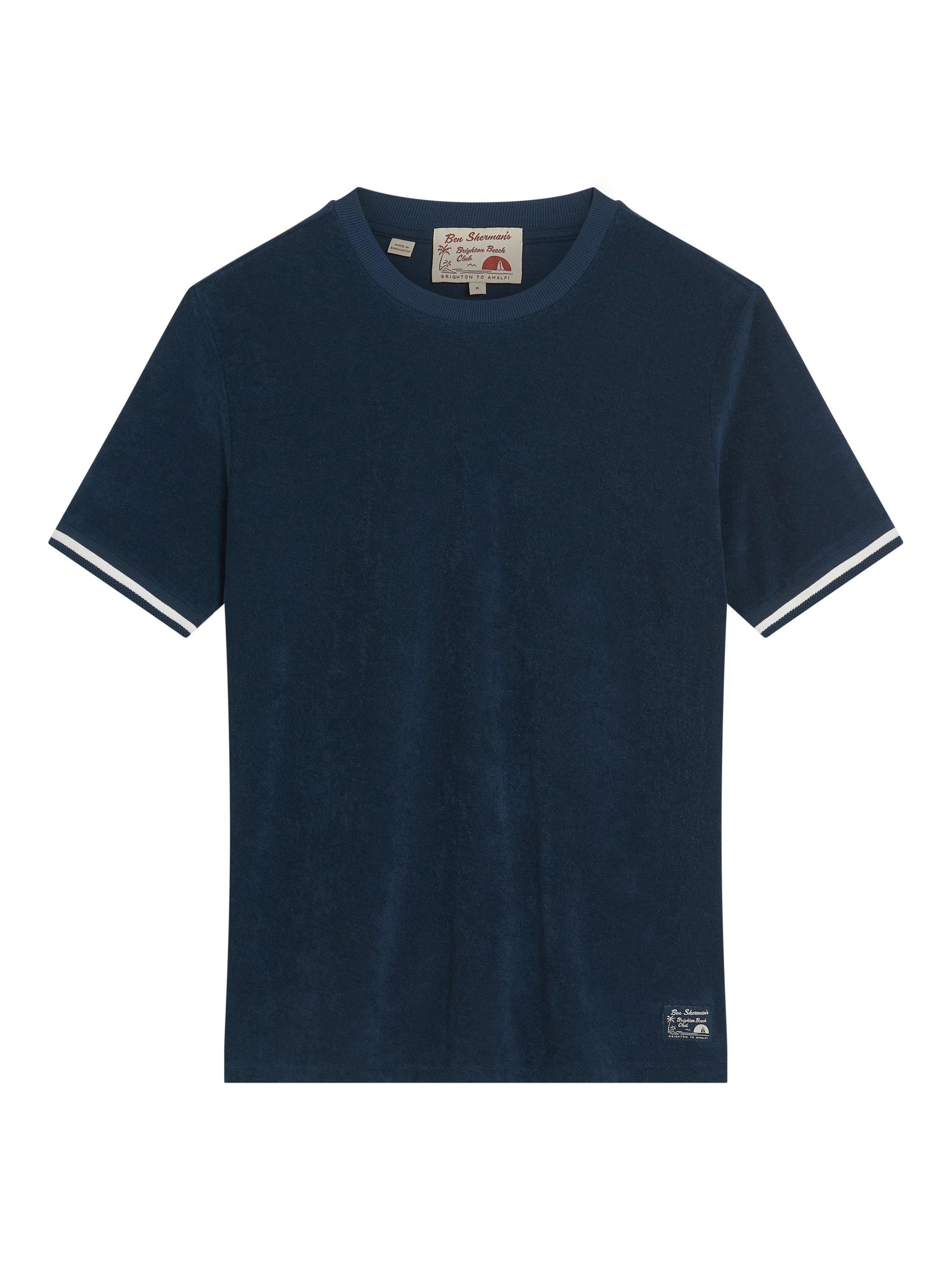 Product image 5 of 5, which shows Ben Sherman Cotton Regular Fit Short Sleeve Towelling T-Shirt, Dark Navy, S