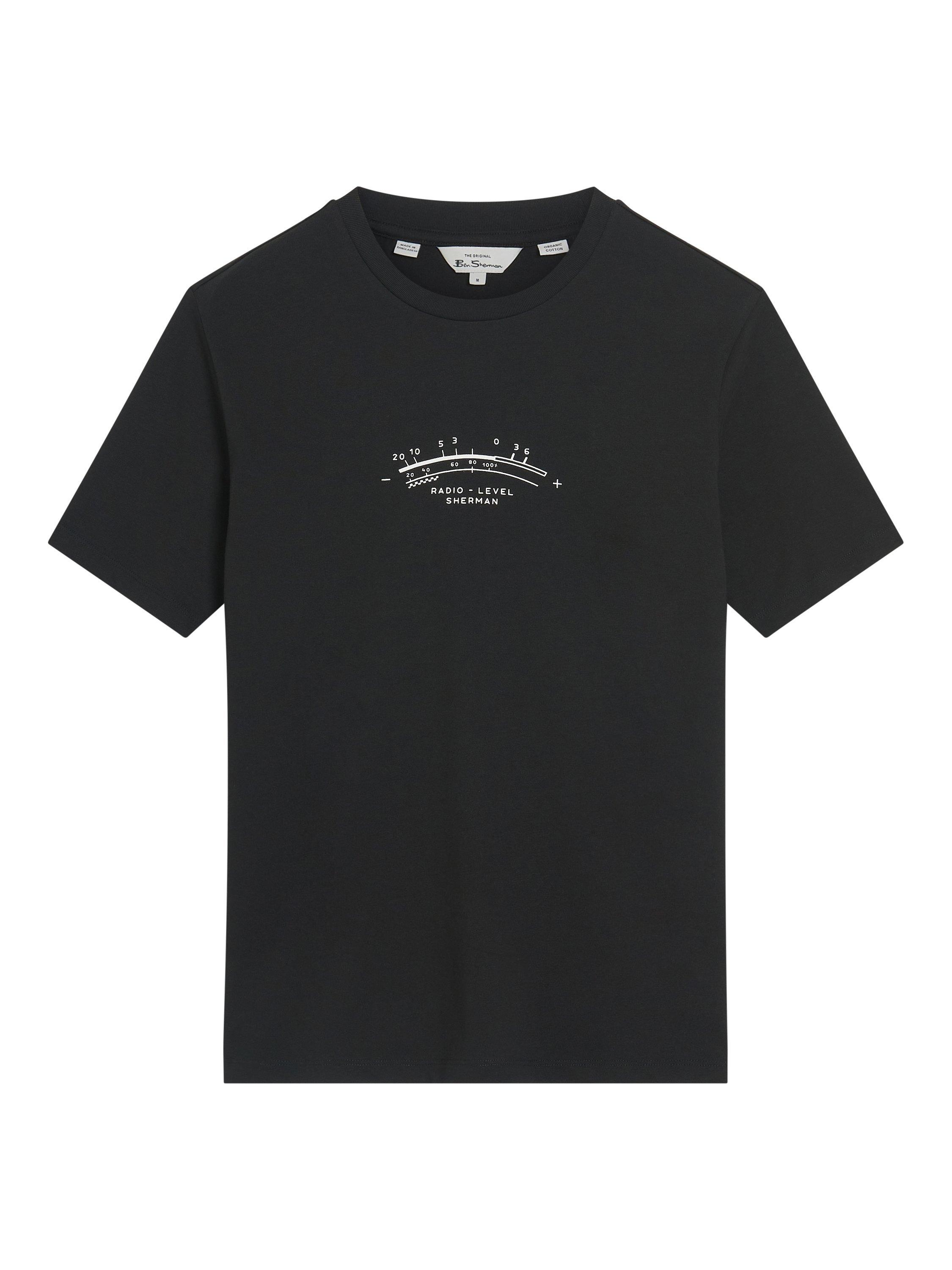 Product image 5 of 6, which shows Ben Sherman Organic Cotton Regular Fit Short Sleeve Radio Graphic T-Shirt, Black, S