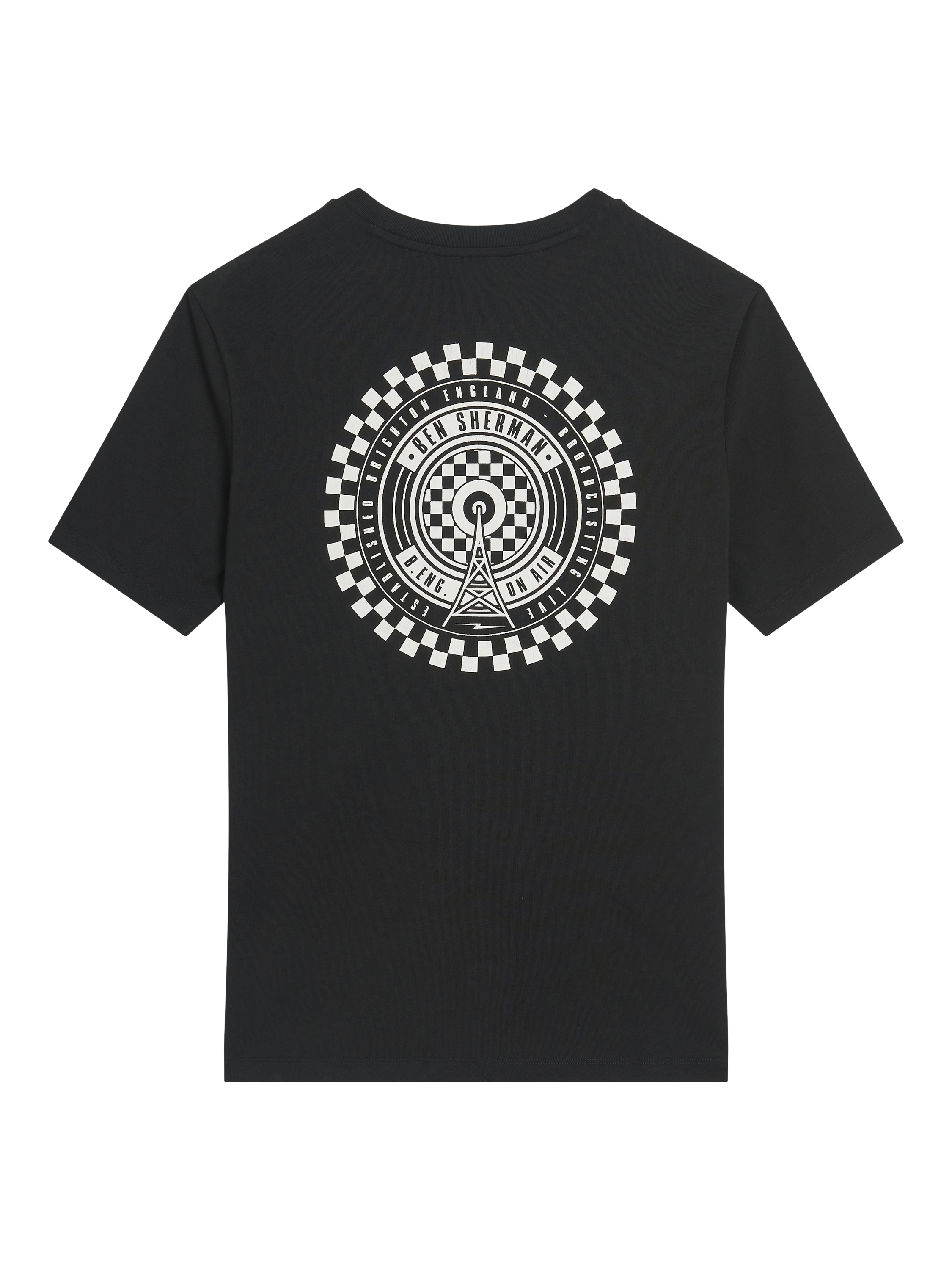 Product image 6 of 6, which shows Ben Sherman Organic Cotton Regular Fit Short Sleeve Radio Graphic T-Shirt, Black, S