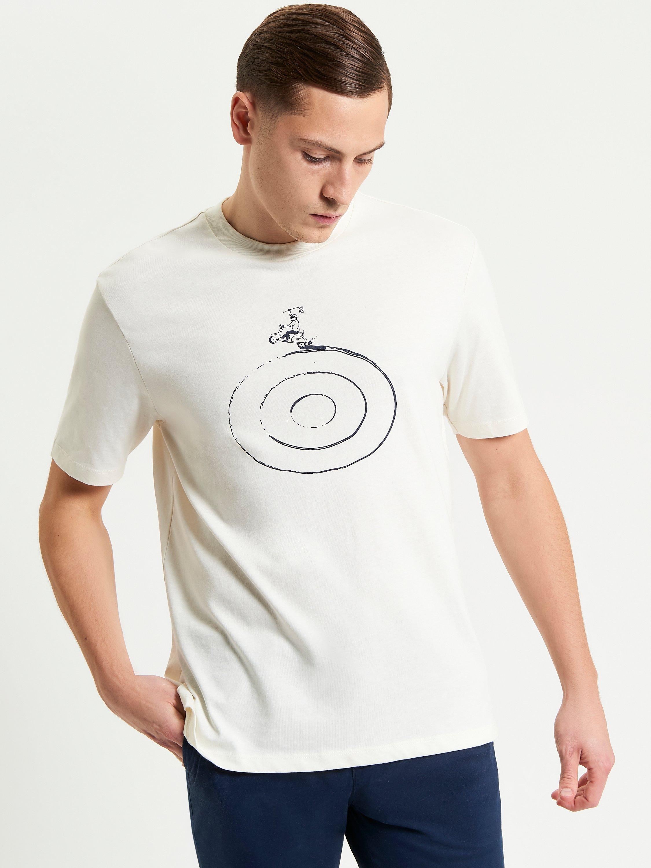 Product image 1 of 5, which shows Ben Sherman Organic Cotton Regular Fit Rascal Graphic T-Shirt, Ivory, S
