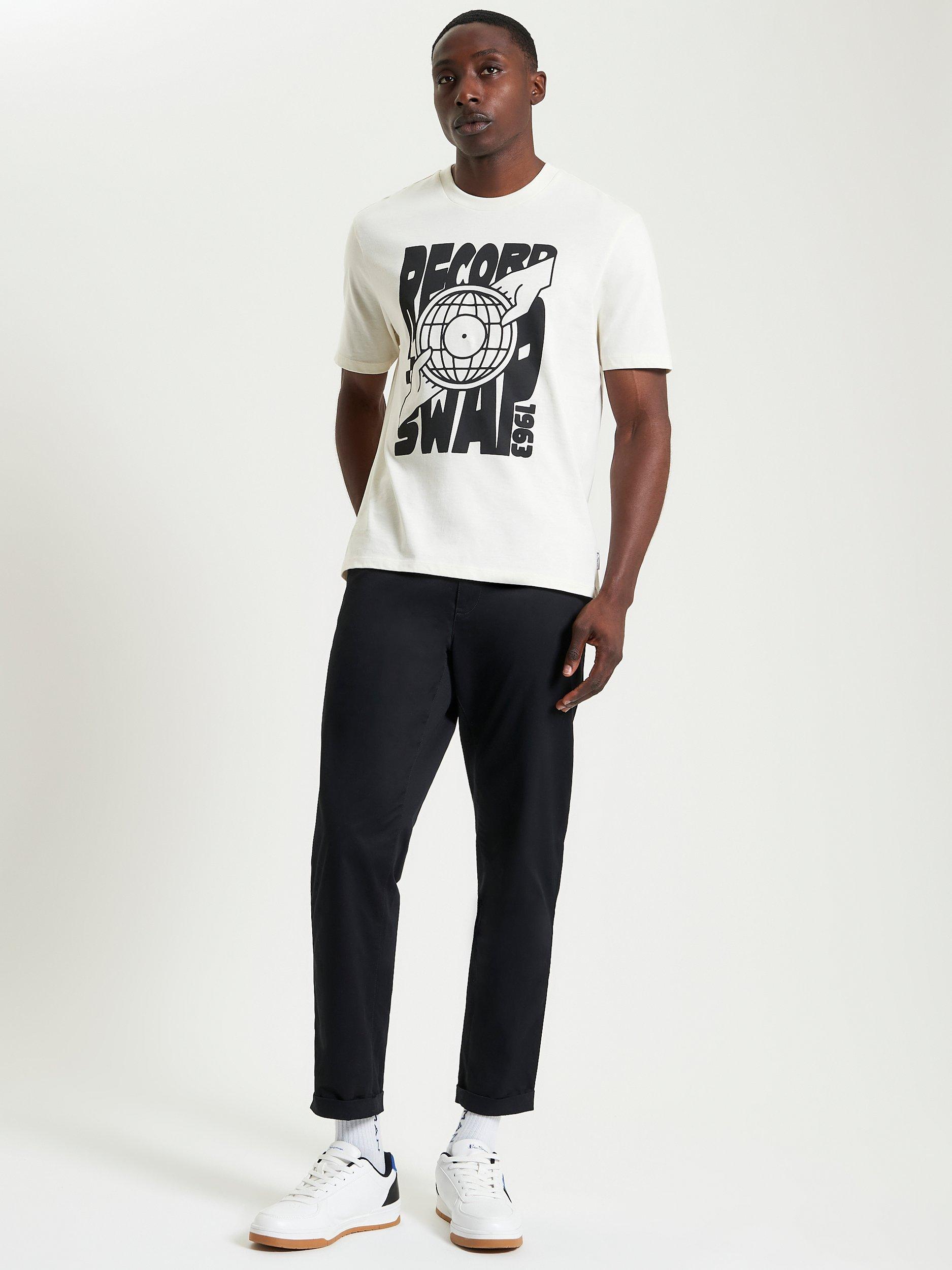 Product image 3 of 5, which shows Ben Sherman Organic Cotton Regular Fit Record Graphic T-Shirt, Ivory, S