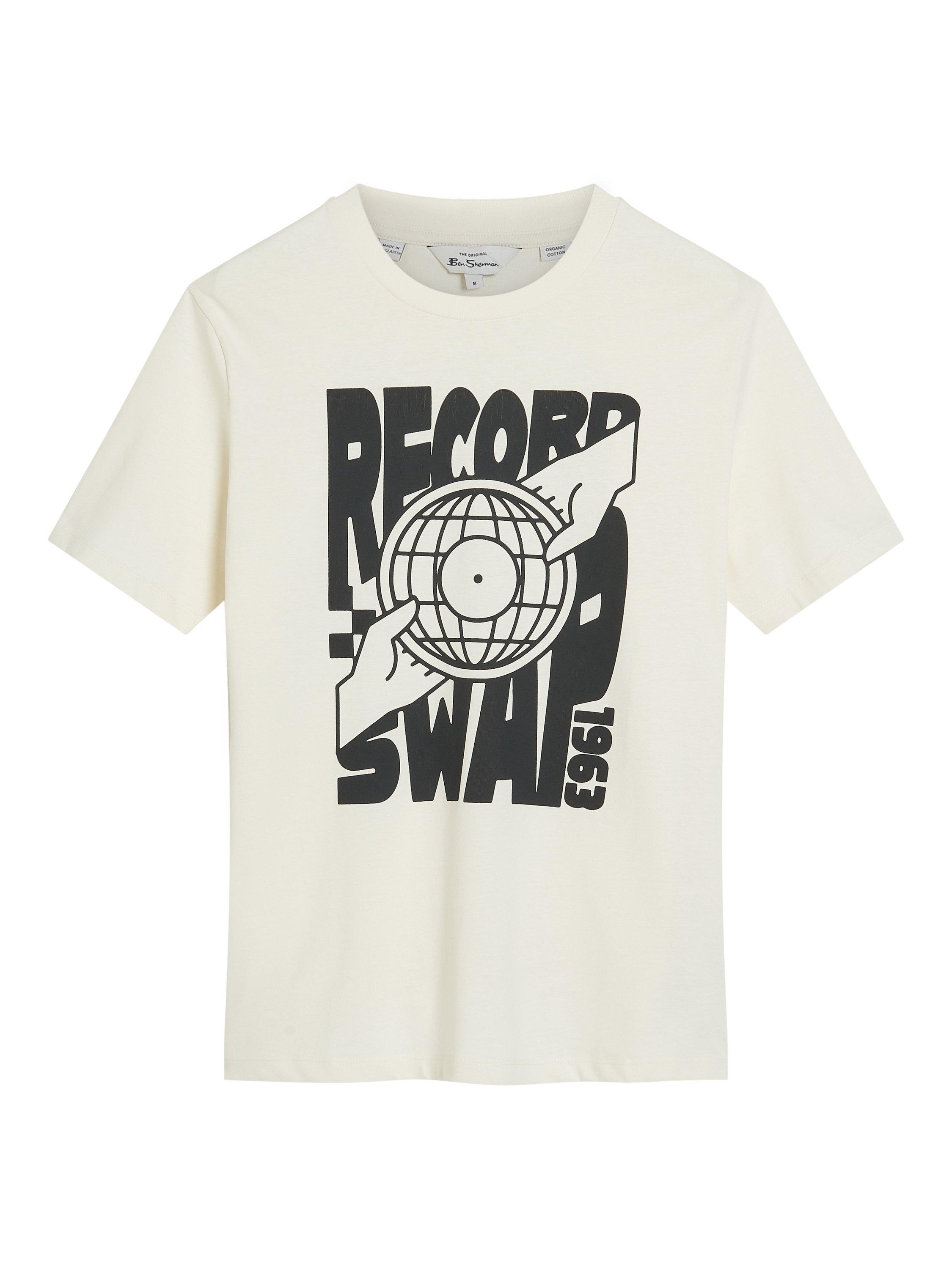 Product image 5 of 5, which shows Ben Sherman Organic Cotton Regular Fit Record Graphic T-Shirt, Ivory, S