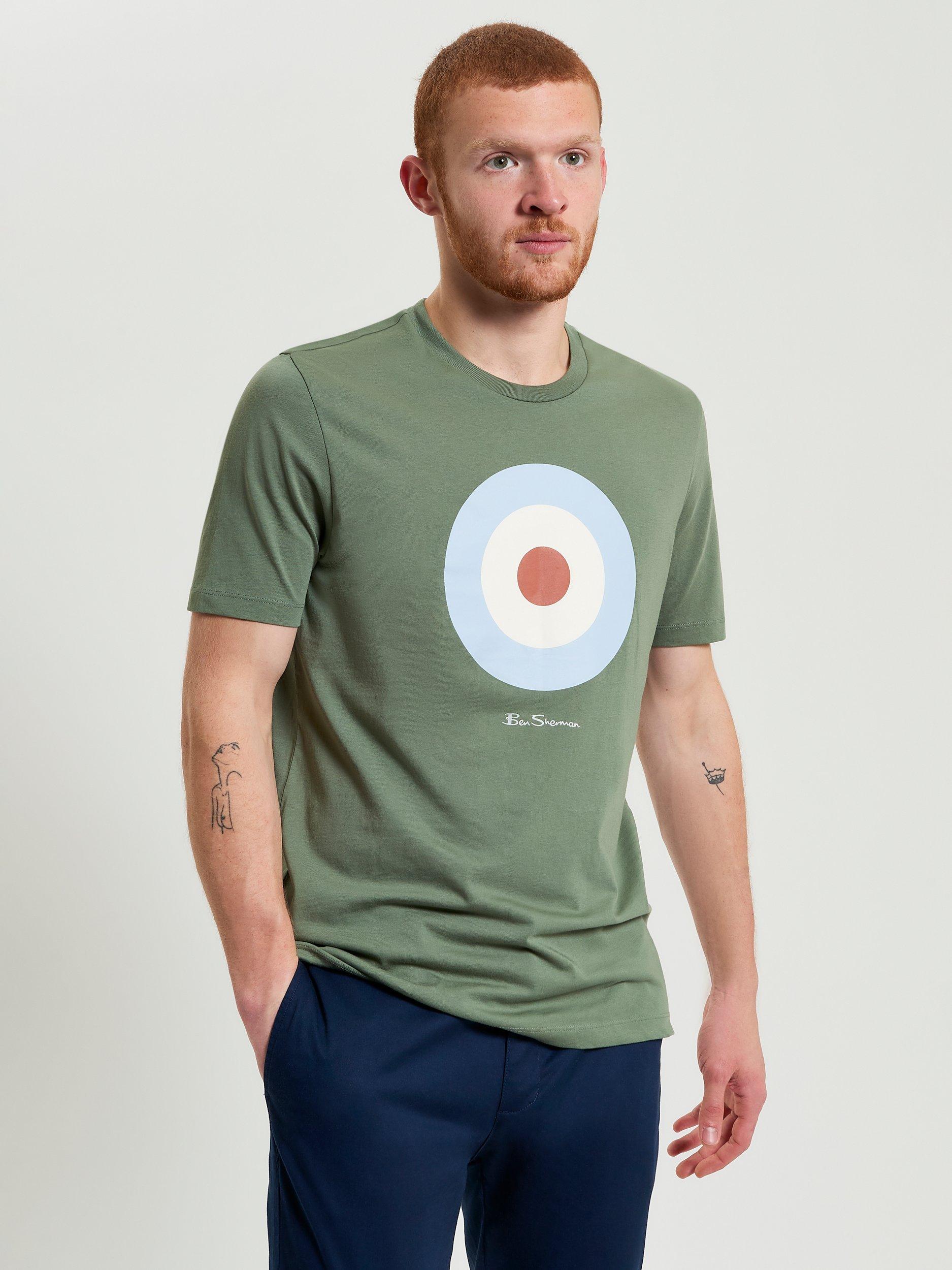 Product image 1 of 5, which shows Ben Sherman Organic Cotton Regular Fit Logo T-Shirt, Pale Khaki, S