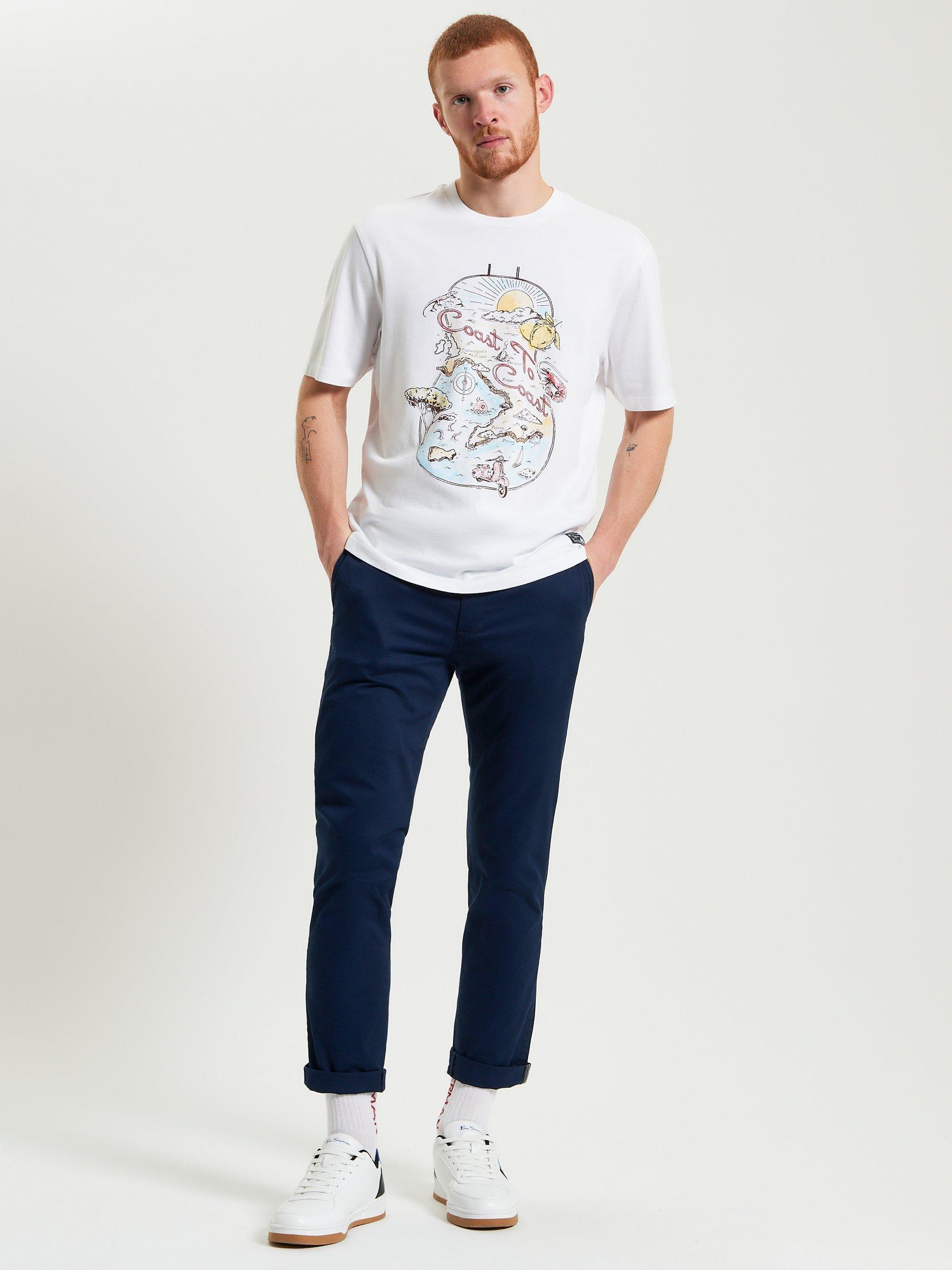 Product image 3 of 5, which shows Ben Sherman Organic Cotton Regular Fit Amalfi Coast Graphic T-Shirt, White, S