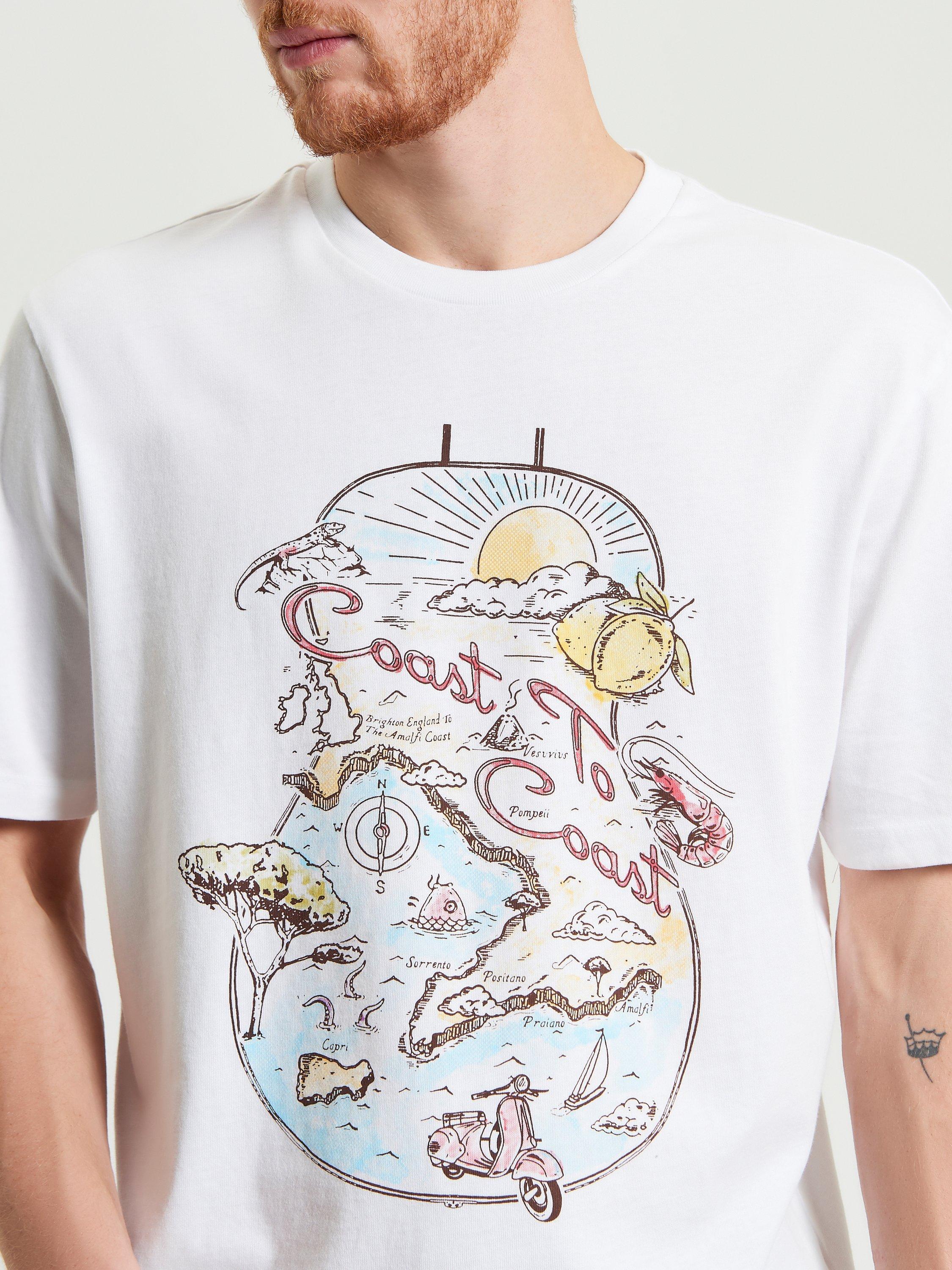 Product image 4 of 5, which shows Ben Sherman Organic Cotton Regular Fit Amalfi Coast Graphic T-Shirt, White, S