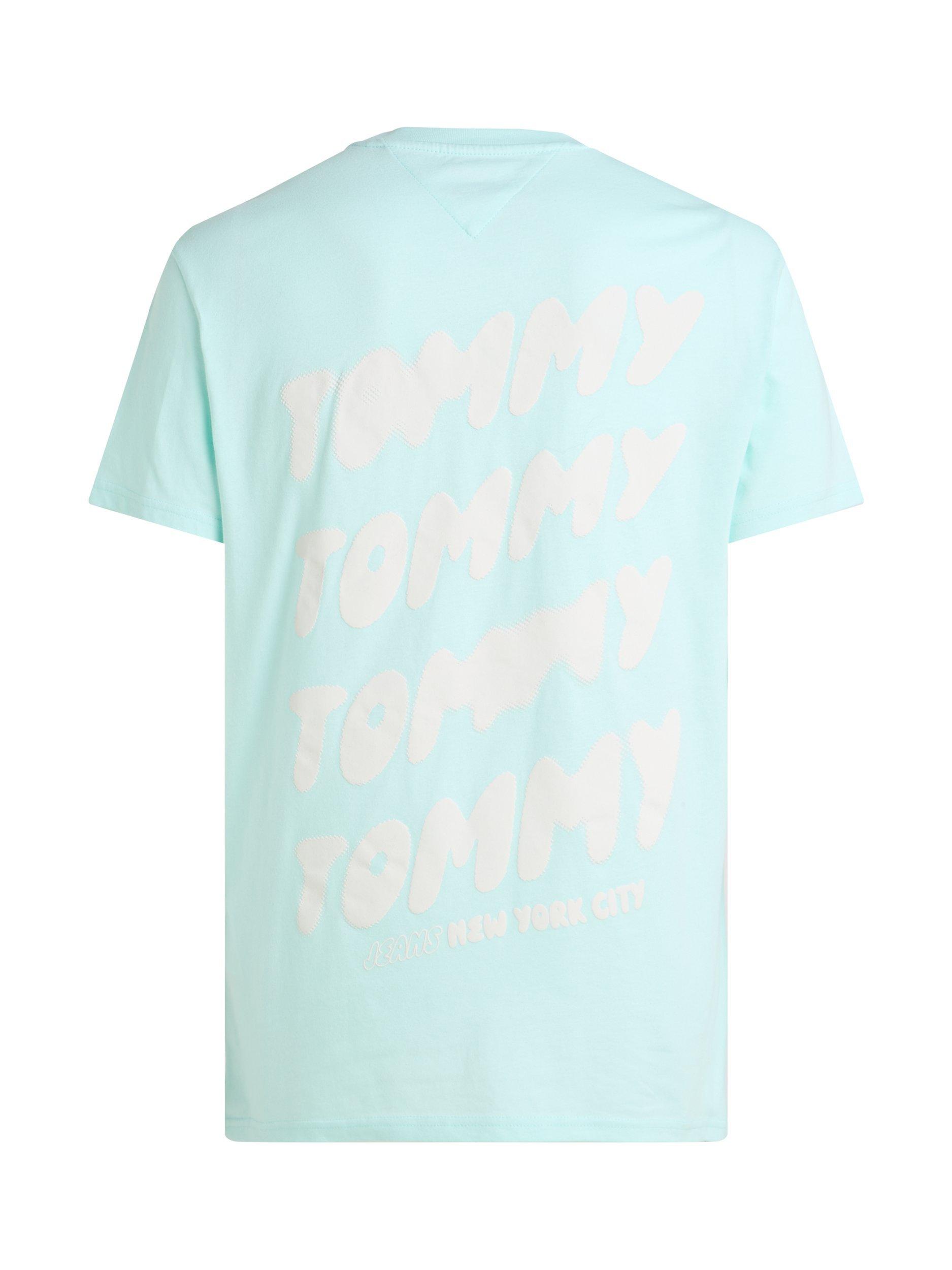 Product image 6 of 6, which shows Tommy Jeans Cotton Regular Fit Back Graphic Bubble Logo T-Shirt, Spring Mint, XS