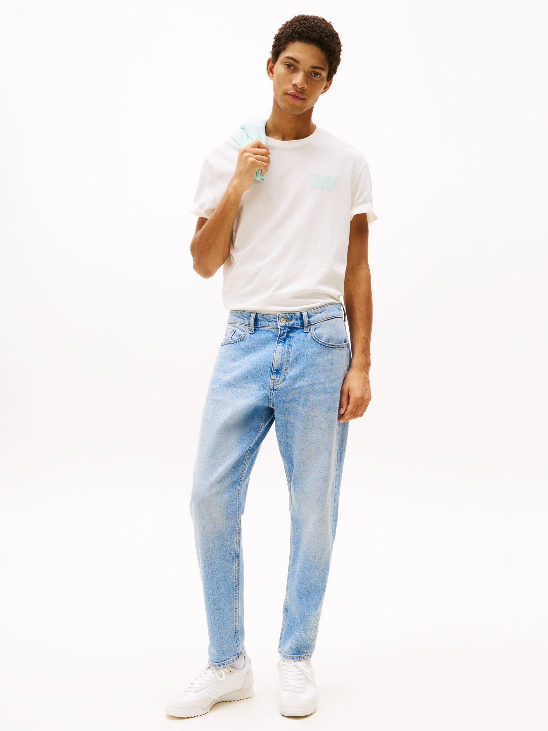 Product image 4 of 7, which shows Tommy Jeans Cotton Regular Fit Back Graphic Bubble Logo T-Shirt, Ancient White, XS