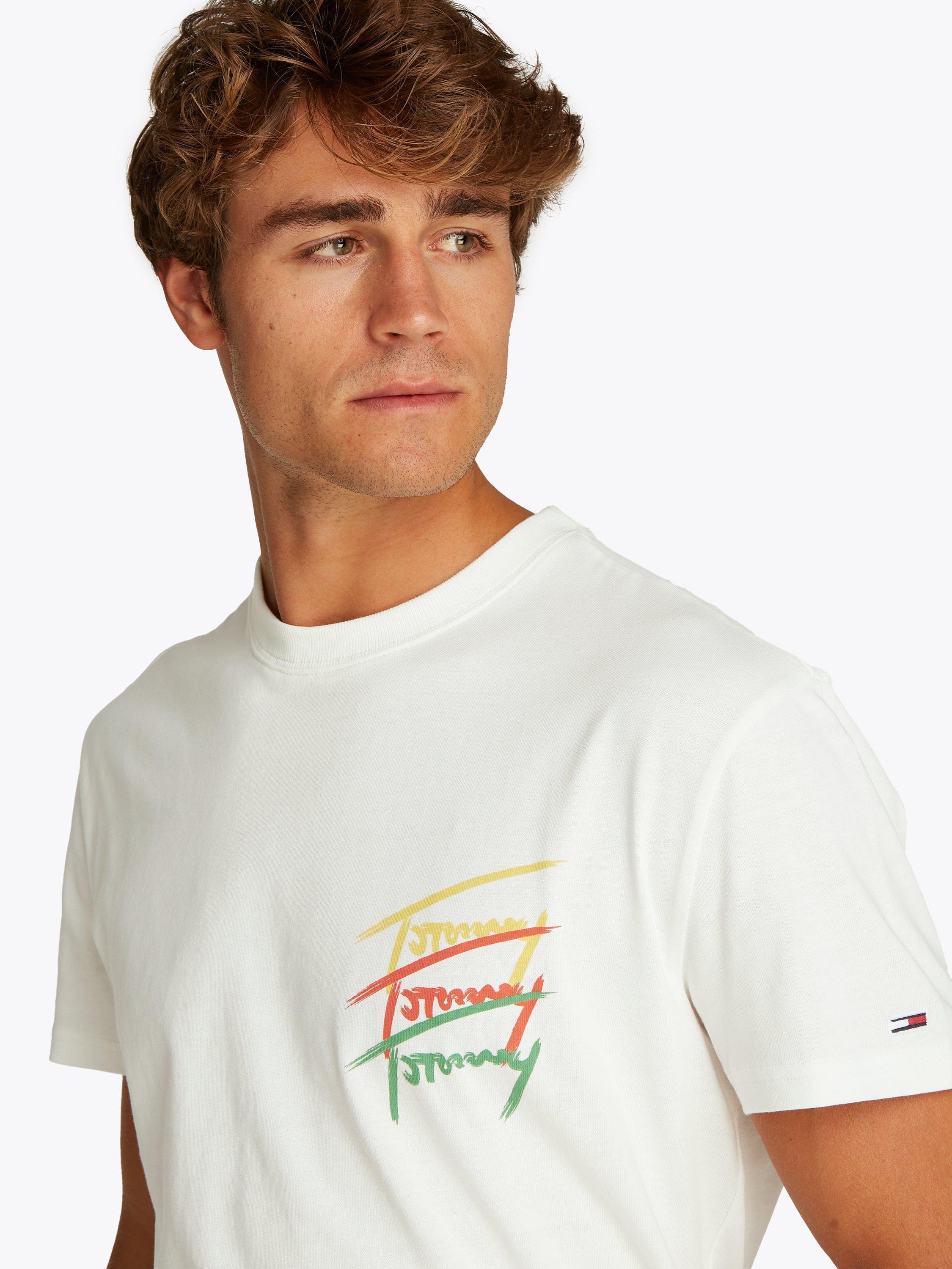 Product image 4 of 8, which shows Tommy Jeans Cotton Regular Fit Short Sleeve Graphic T-Shirt, Ecru, XS