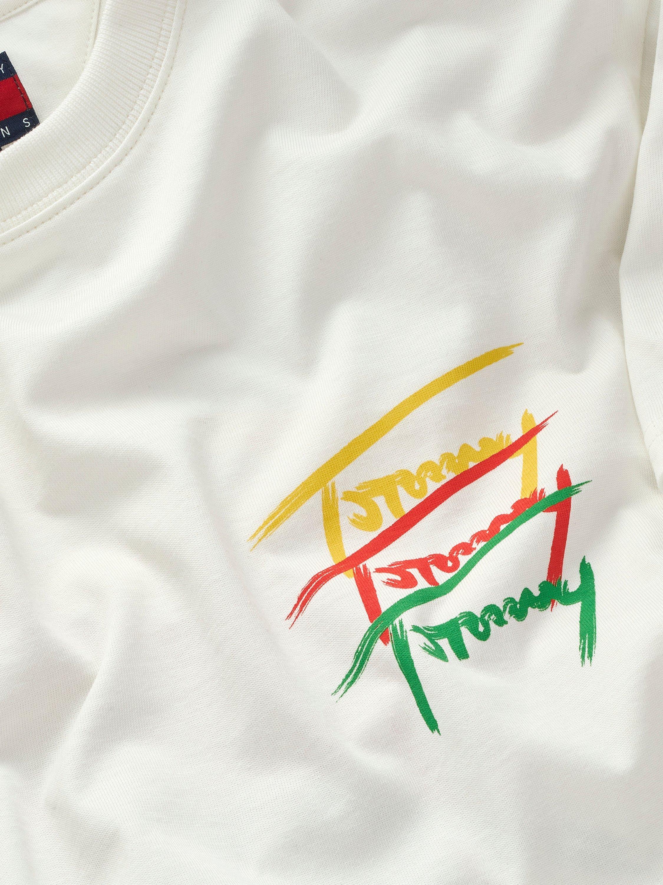 Product image 8 of 8, which shows Tommy Jeans Cotton Regular Fit Short Sleeve Graphic T-Shirt, Ecru, XS