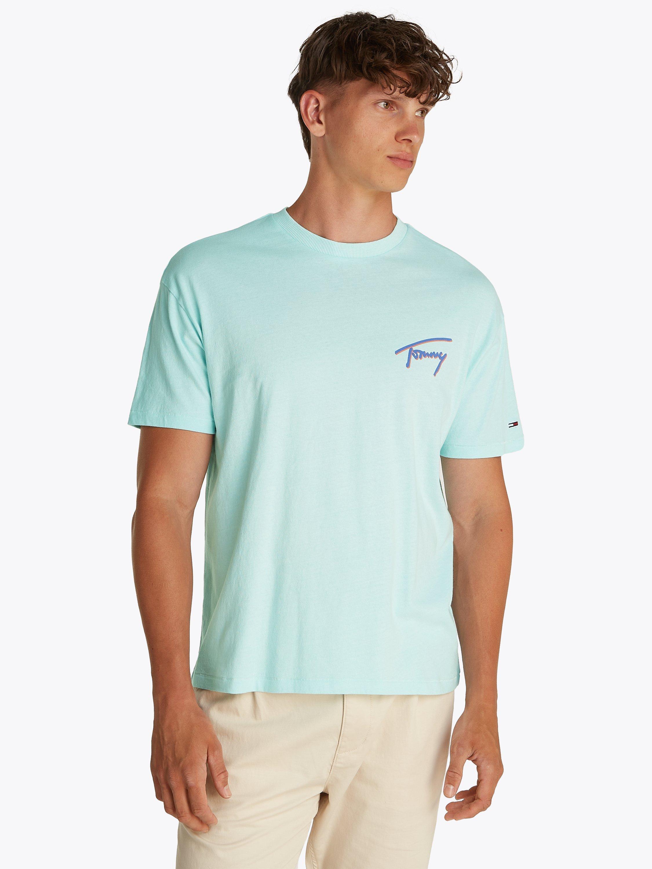 Product image 1 of 8, which shows Tommy Jeans Cotton Regular Fit Short Sleeve Logo T-Shirt, Spring Mint, M
