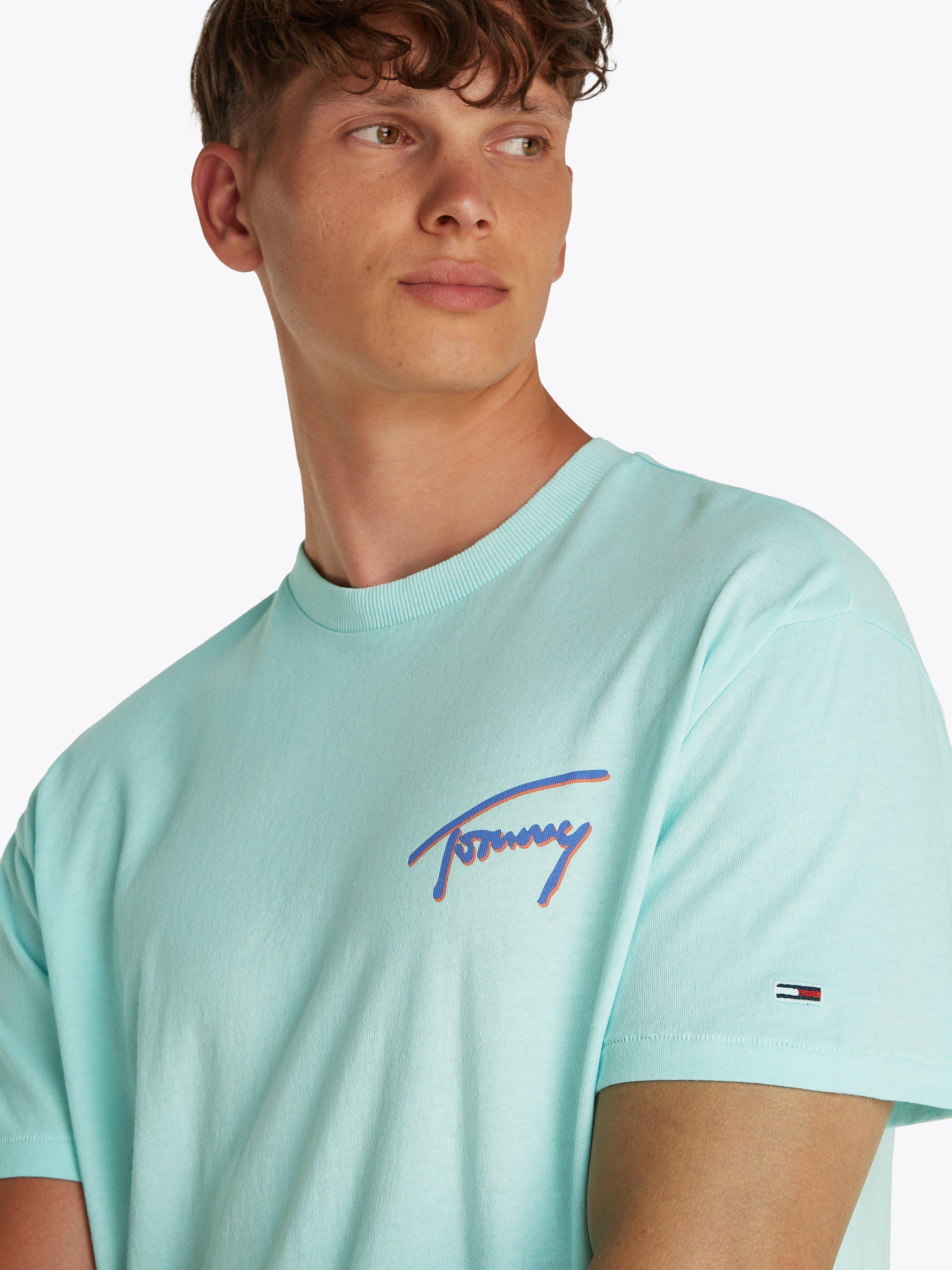 Product image 3 of 8, which shows Tommy Jeans Cotton Regular Fit Short Sleeve Logo T-Shirt, Spring Mint, M