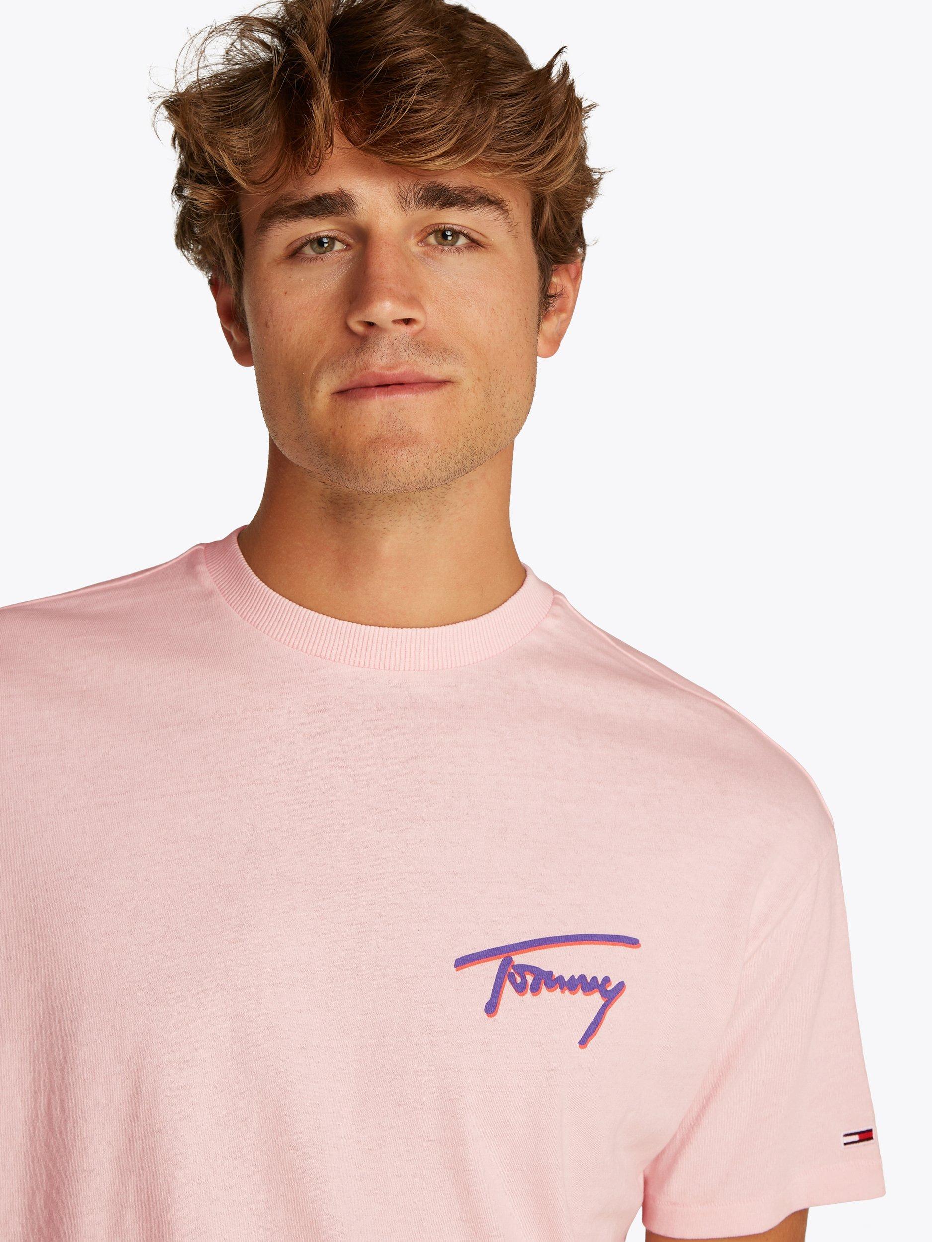 Product image 3 of 7, which shows Tommy Jeans Cotton Regular Fit Short Sleeve Logo T-Shirt, Precious Pink, S