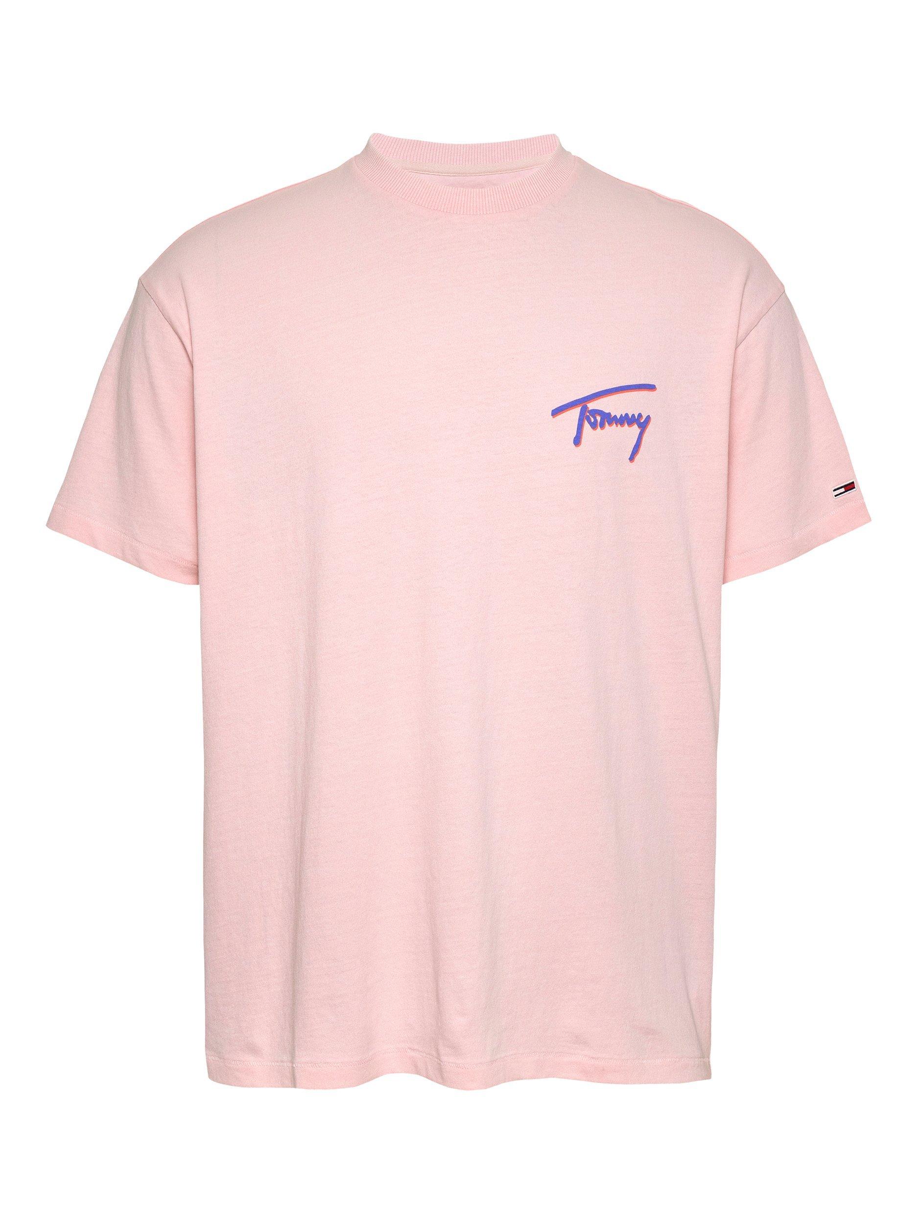 Product image 5 of 7, which shows Tommy Jeans Cotton Regular Fit Short Sleeve Logo T-Shirt, Precious Pink, S