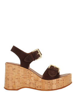 Dune London Kamia Suede Wedge Heeled Sandals, Brown, Brown