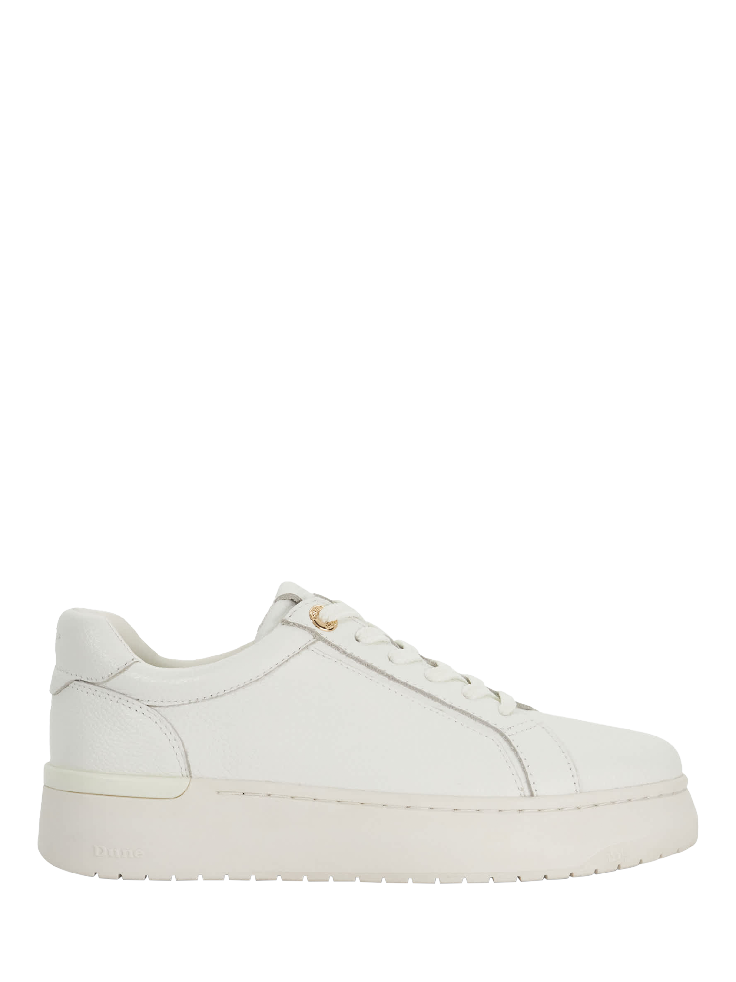 Product image 1 of 5, which shows Dune London Emeelia Leather Trainers, White, EU36