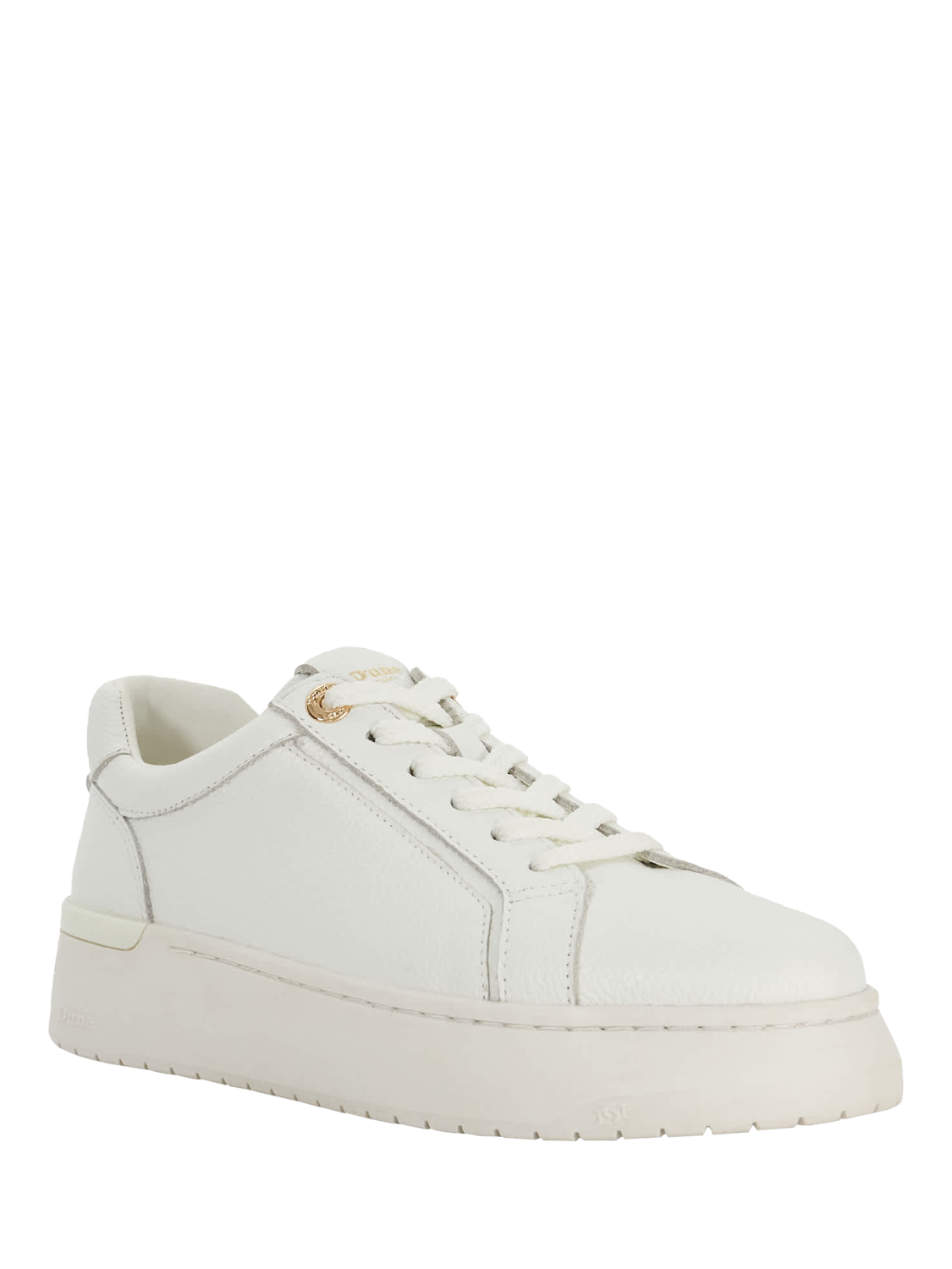 Product image 3 of 5, which shows Dune London Emeelia Leather Trainers, White, EU36