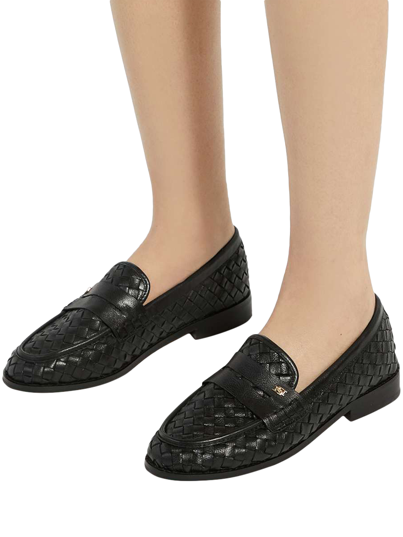 Product image 2 of 6, which shows Dune London Ginello Woven Leather Loafers, Black, EU36