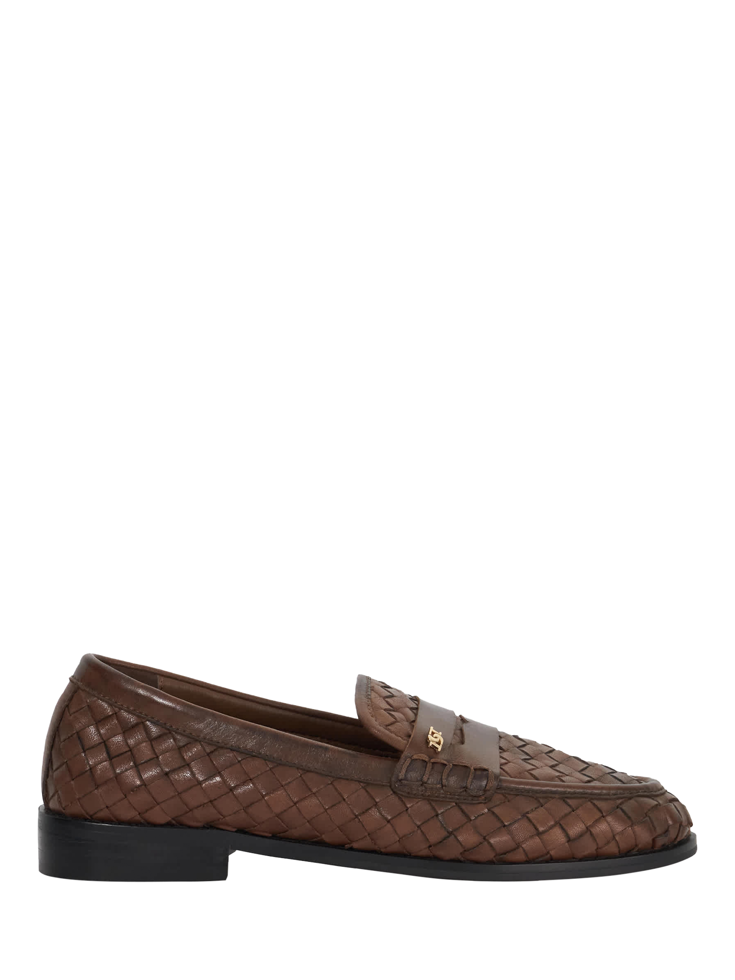 Product image 1 of 6, which shows Dune London Ginello Woven Leather Loafers, Brown, EU36