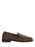 Dune London Ginello Woven Leather Loafers, Brown