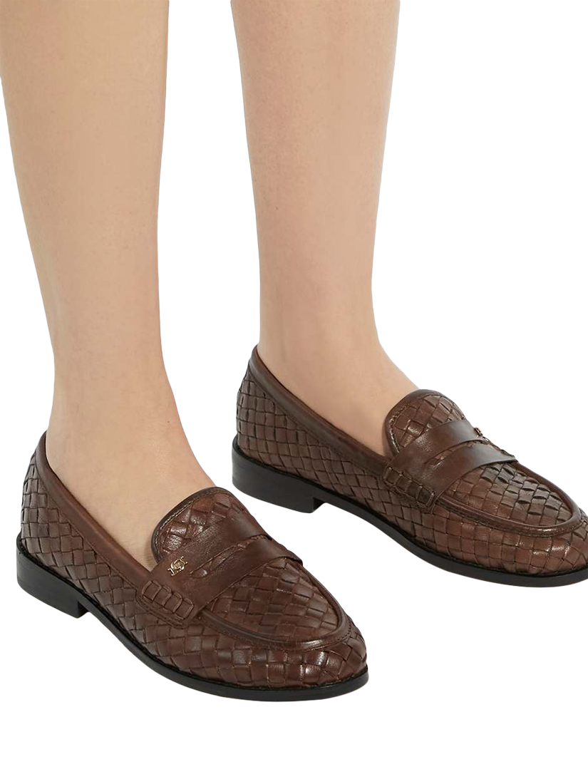 Product image 2 of 6, which shows Dune London Ginello Woven Leather Loafers, Brown, EU36