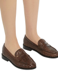 Dune London Ginello Woven Leather Loafers, Brown