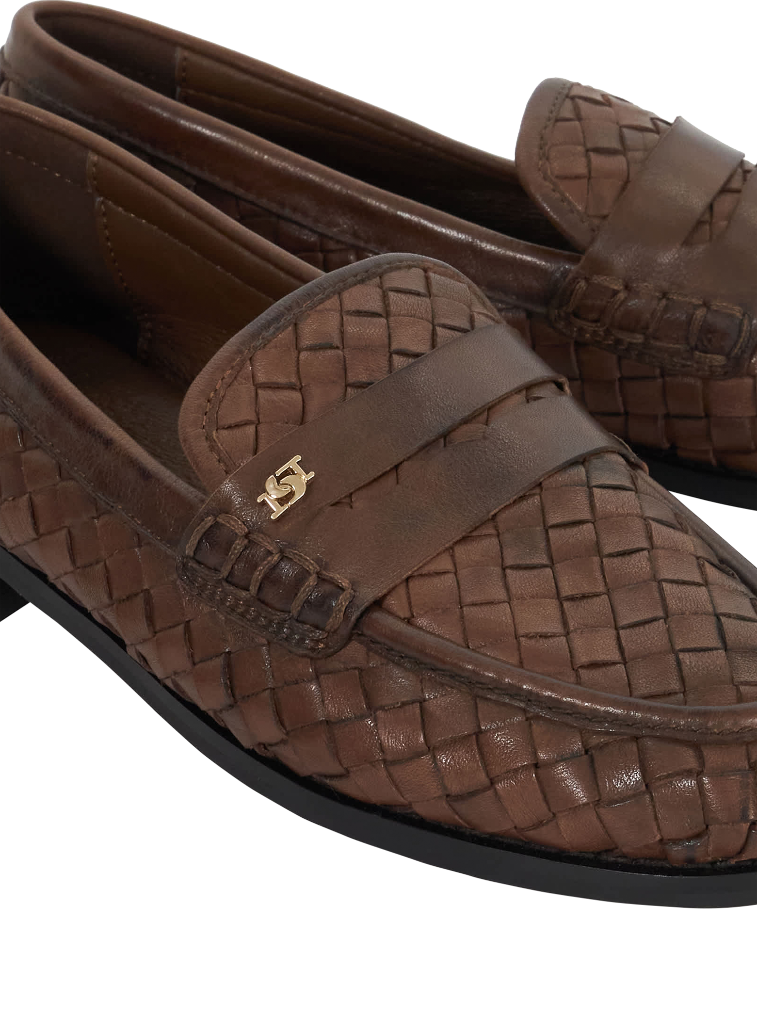 Product image 6 of 6, which shows Dune London Ginello Woven Leather Loafers, Brown, EU36
