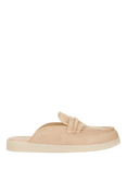 Dune Gracious Suede Backless Loafers, Sand