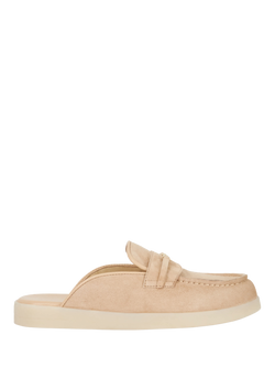 Dune London Gracious Suede Backless Loafers, Sand
