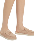 Dune Gracious Suede Backless Loafers, Sand