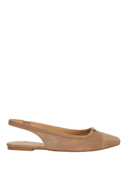 Dune London Hanna Slingback Flat Ballet Shoe, Caramel