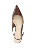 Dune London Celinna Leather Heeled Slingback Pointed Courts, Patent Brown