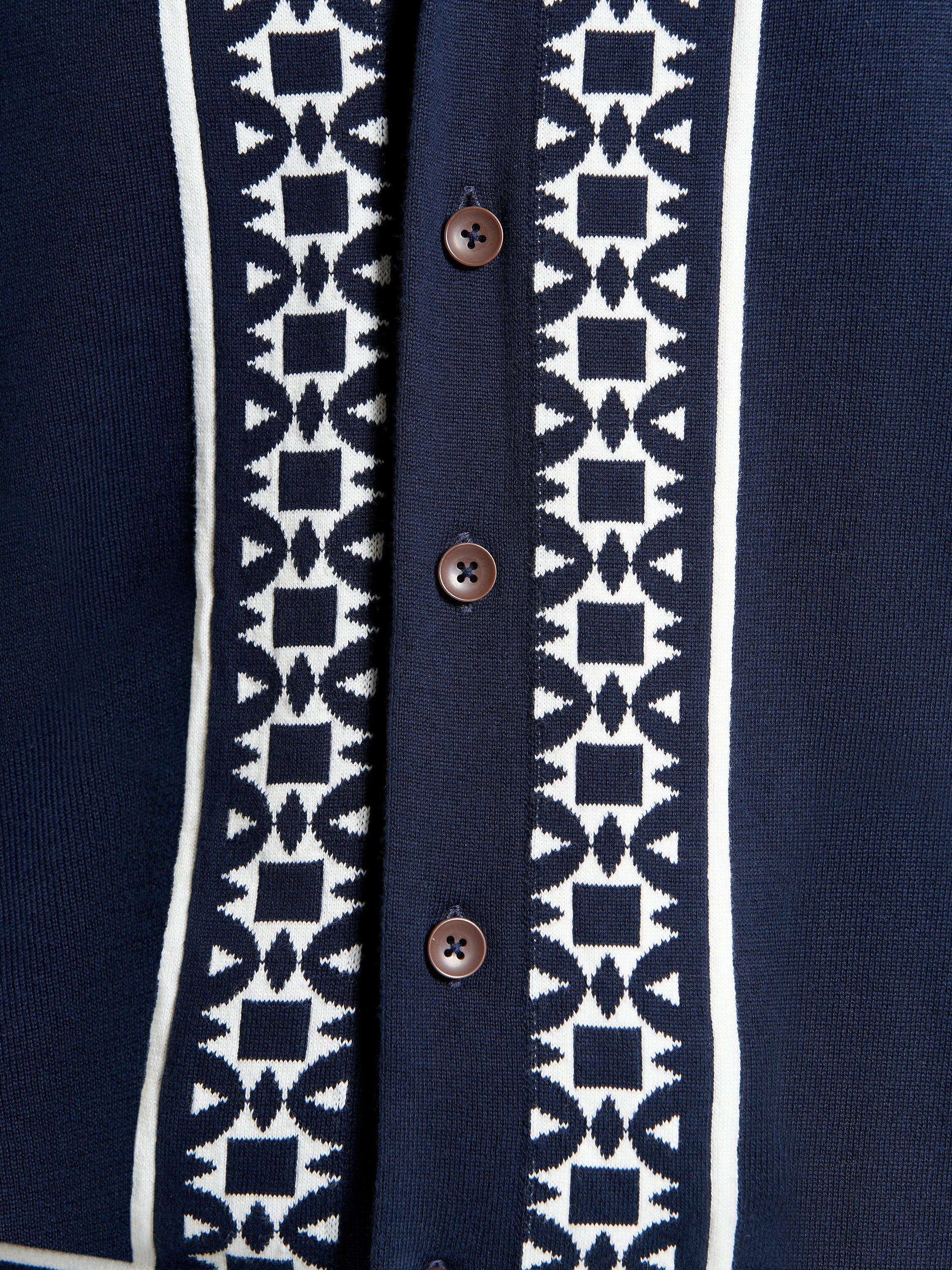 Product image 5 of 6, which shows Ben Sherman Short Sleeve Knitted Geo Border Resort Shirt, Dark Navy, S
