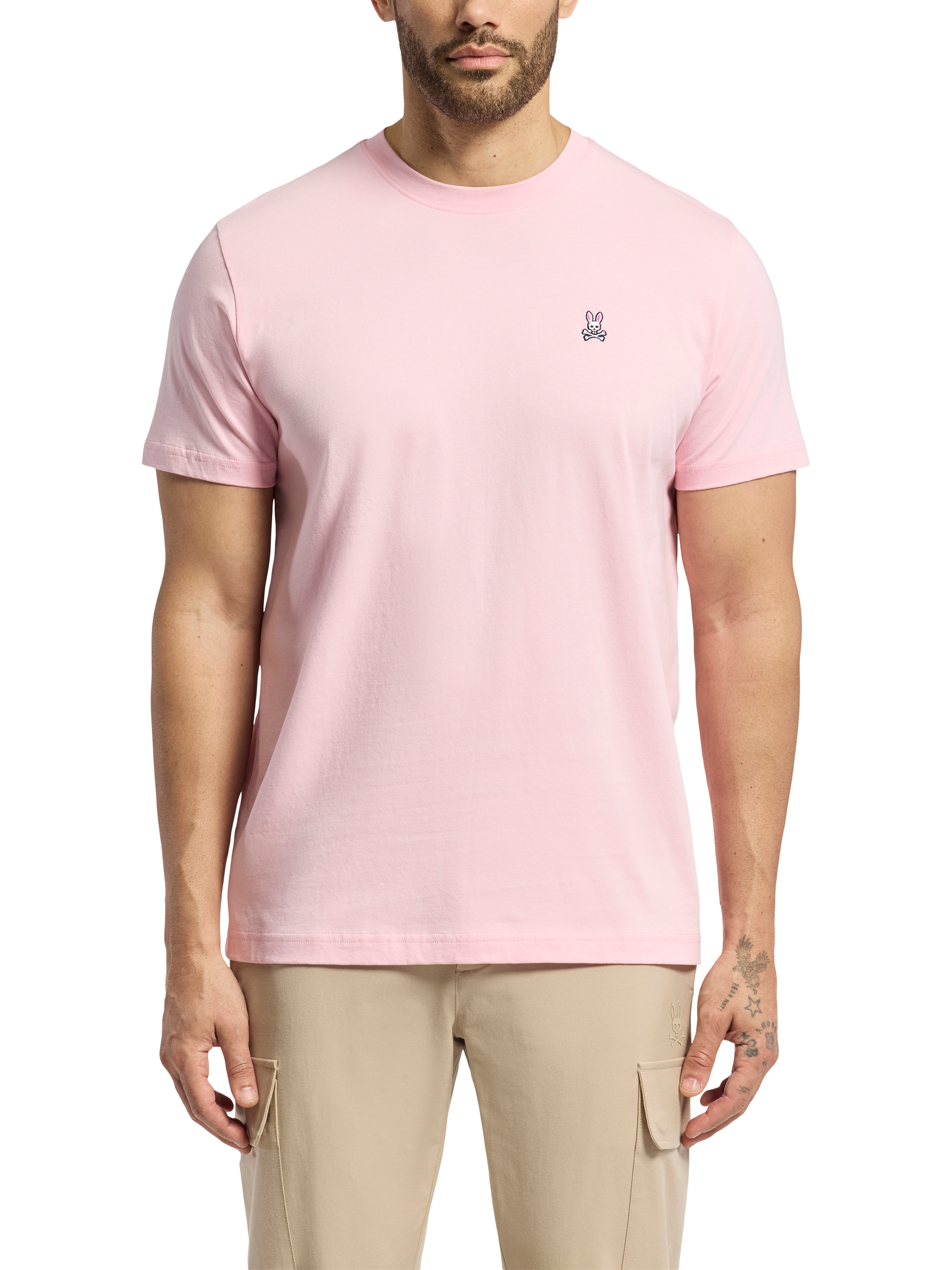 Product image 1 of 7, which shows Psycho Bunny Classic Crew Neck Pima Cotton T-Shirt, Romance Rose, S