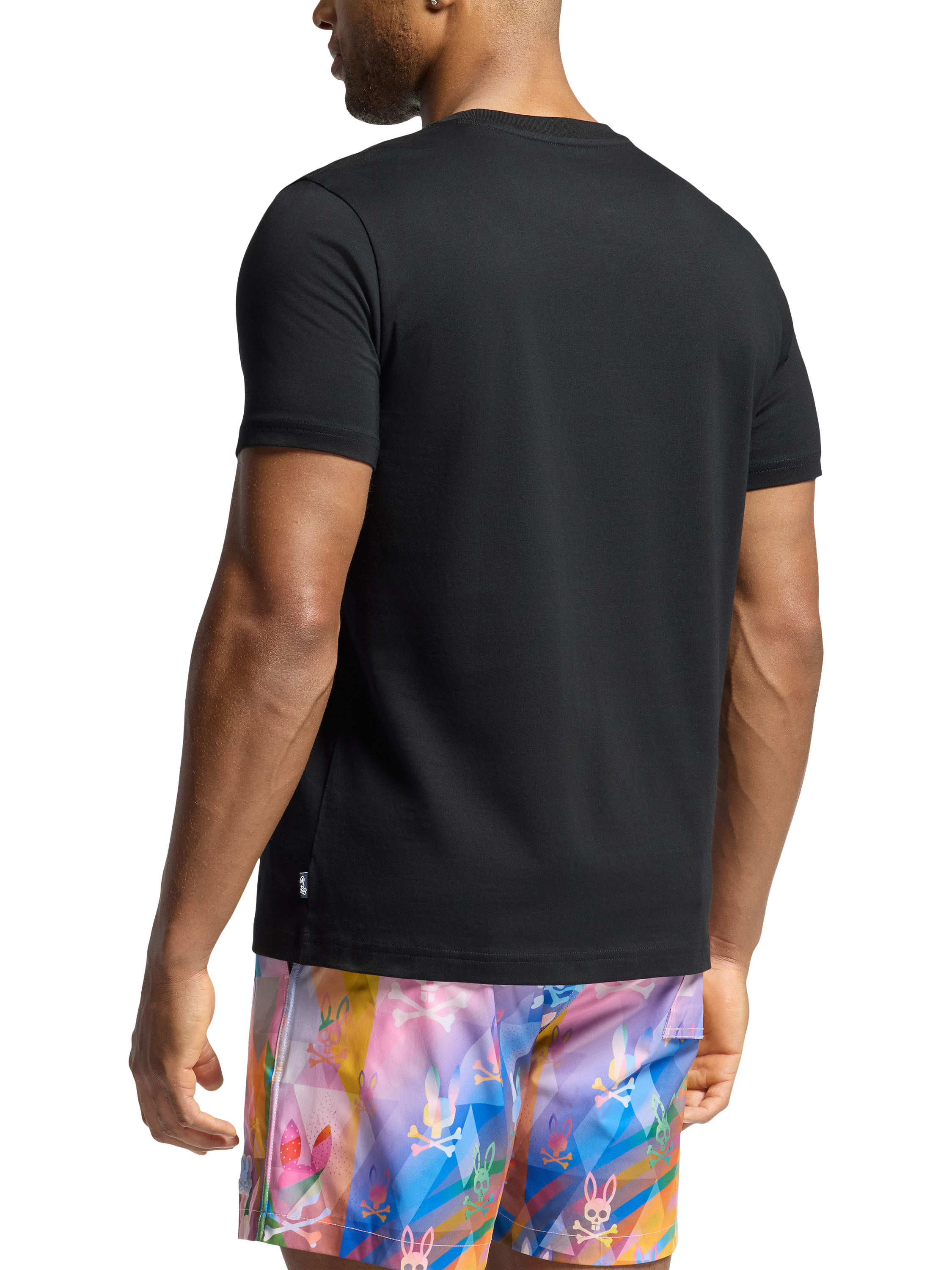 Product image 2 of 5, which shows Psycho Bunny Cotton Regular Fit Short Sleeve Milos Graphic T-Shirt, Black, S