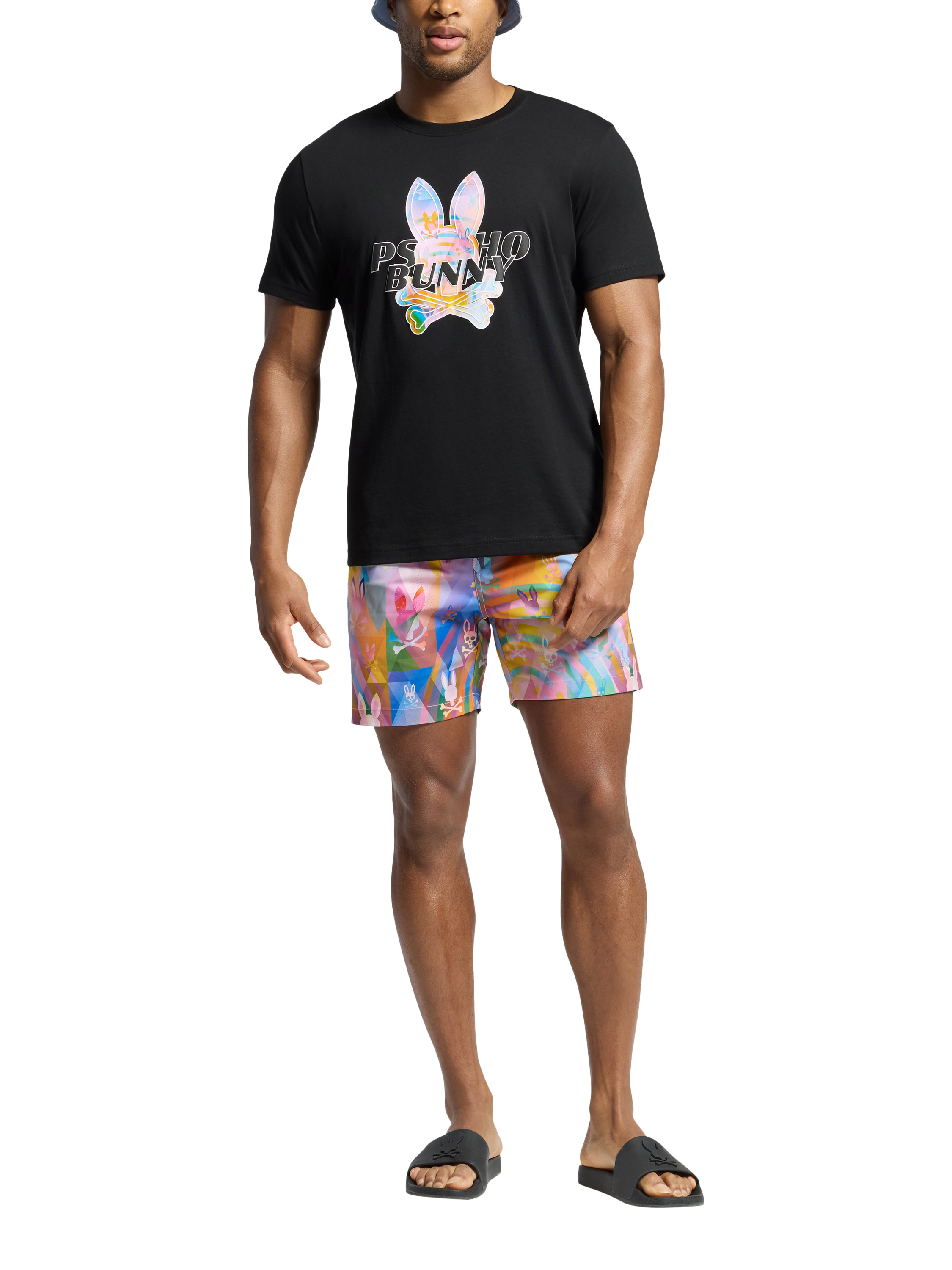 Product image 5 of 5, which shows Psycho Bunny Cotton Regular Fit Short Sleeve Milos Graphic T-Shirt, Black, S