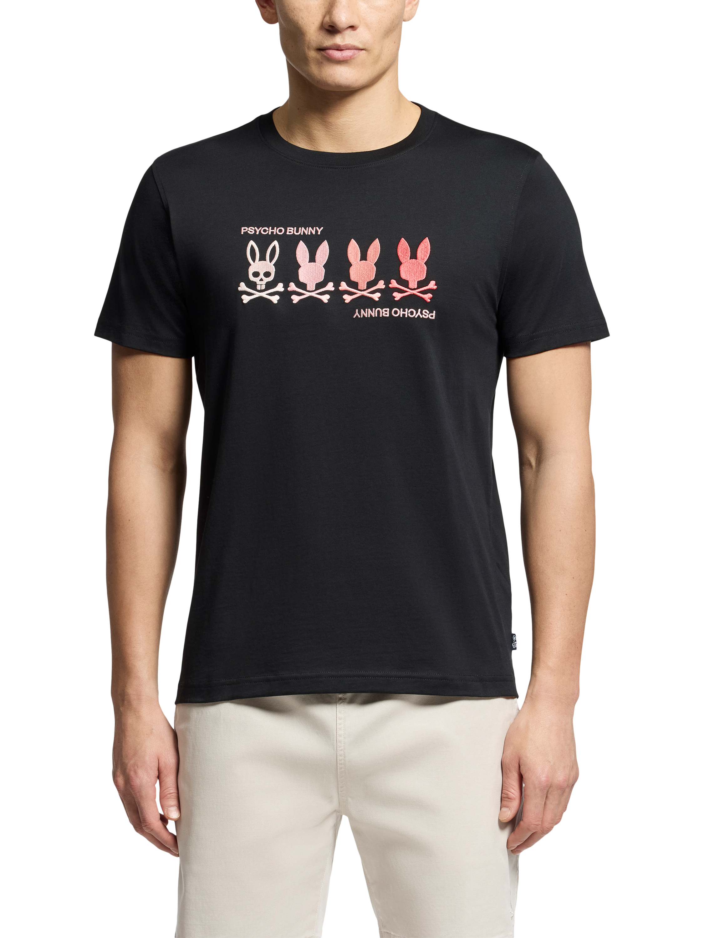 Product image 1 of 5, which shows Psycho Bunny Oceania Cotton Regular Fit Short Sleeve Graphic T-Shirt, Black, M