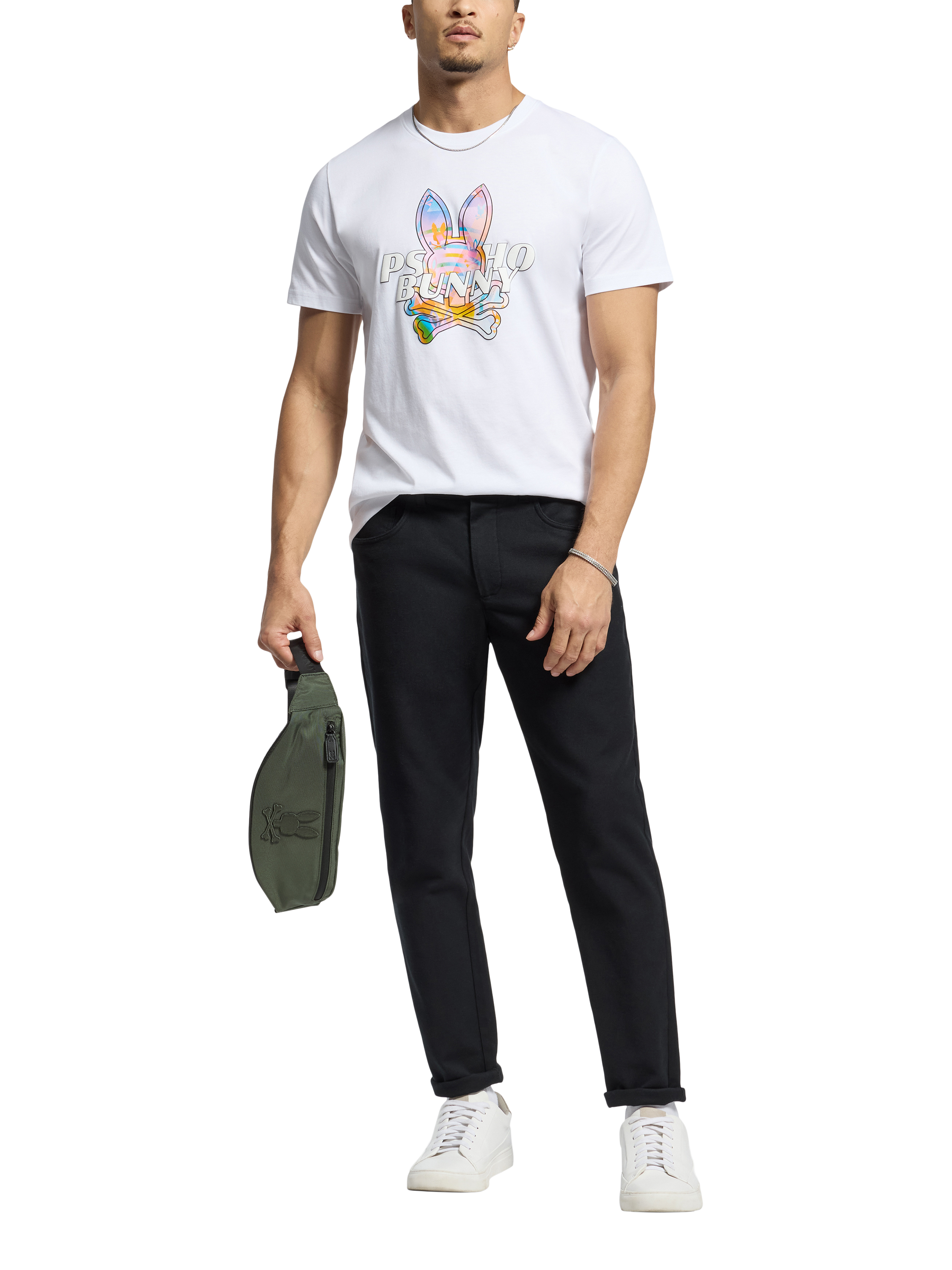 Product image 5 of 5, which shows Psycho Bunny Cotton Regular Fit Short Sleeve Milos Graphic T-Shirt, White, S