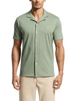 Psycho Bunny Bryan Cotton Blend Regular Fit Camp Collar Shirt, Sea Spray