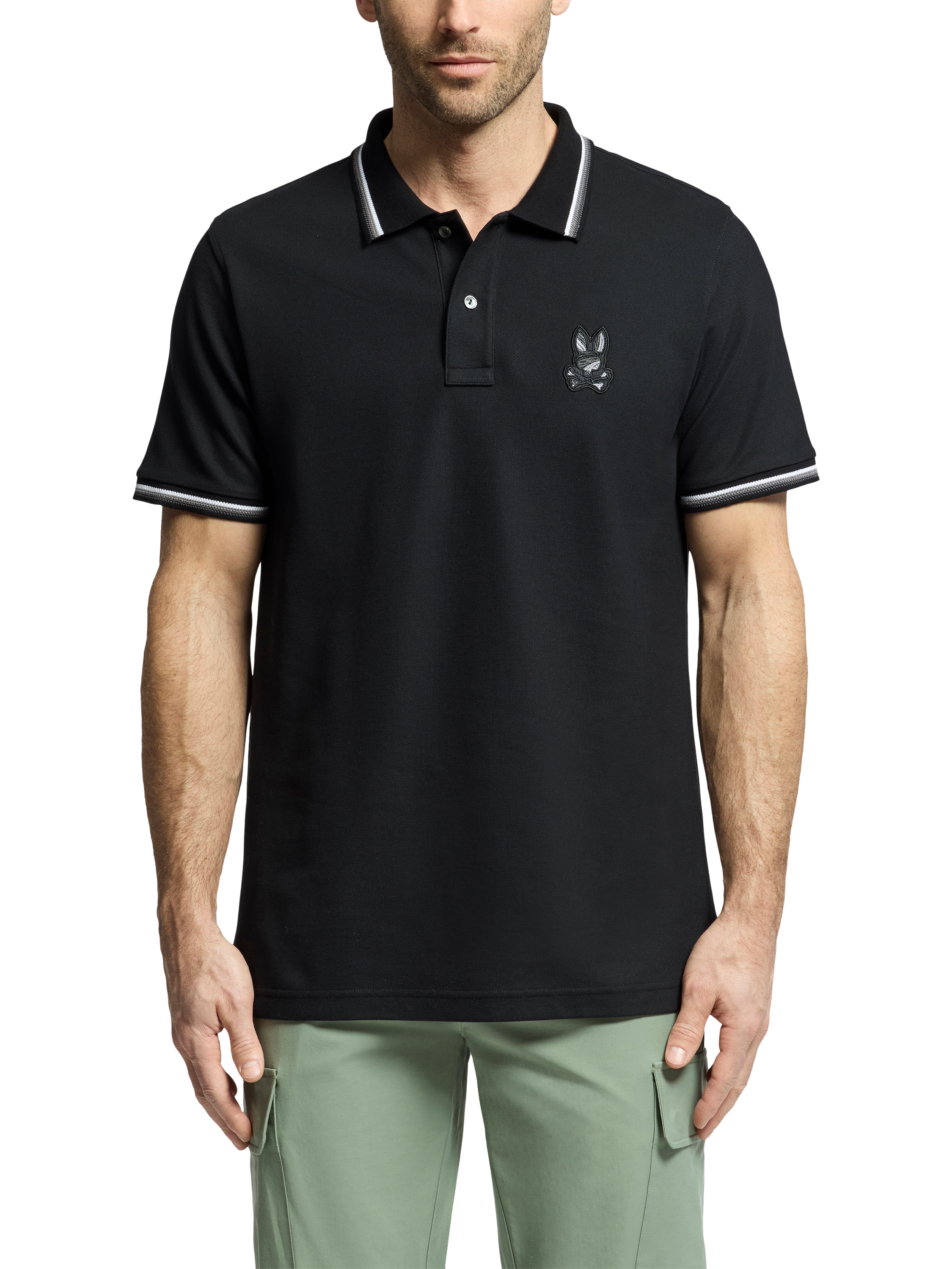 Product image 1 of 5, which shows Psycho Bunny Baxter Cotton Regular Fit Short Sleeve Polo Shirt, Black, S