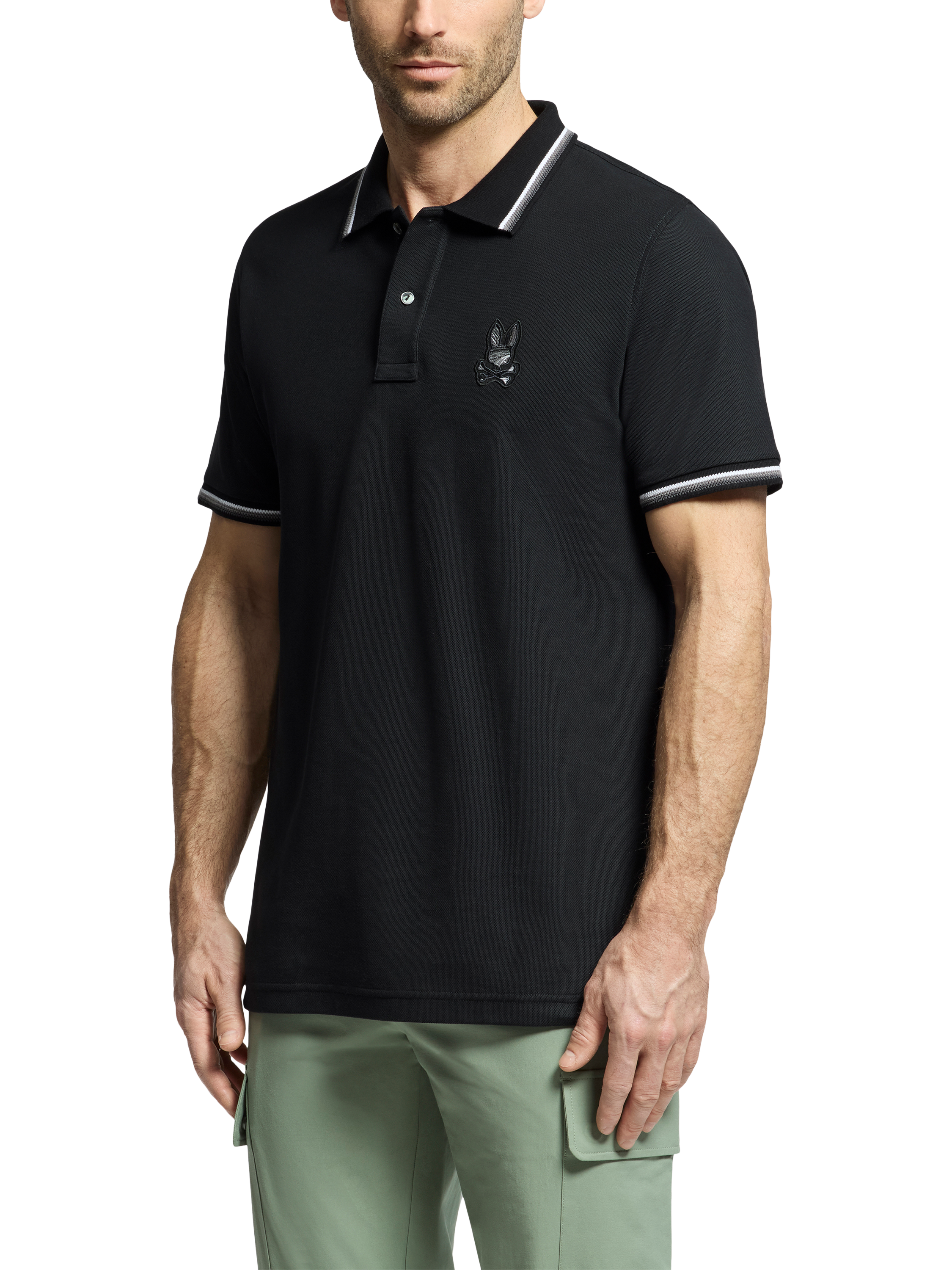 Product image 3 of 5, which shows Psycho Bunny Baxter Cotton Regular Fit Short Sleeve Polo Shirt, Black, S