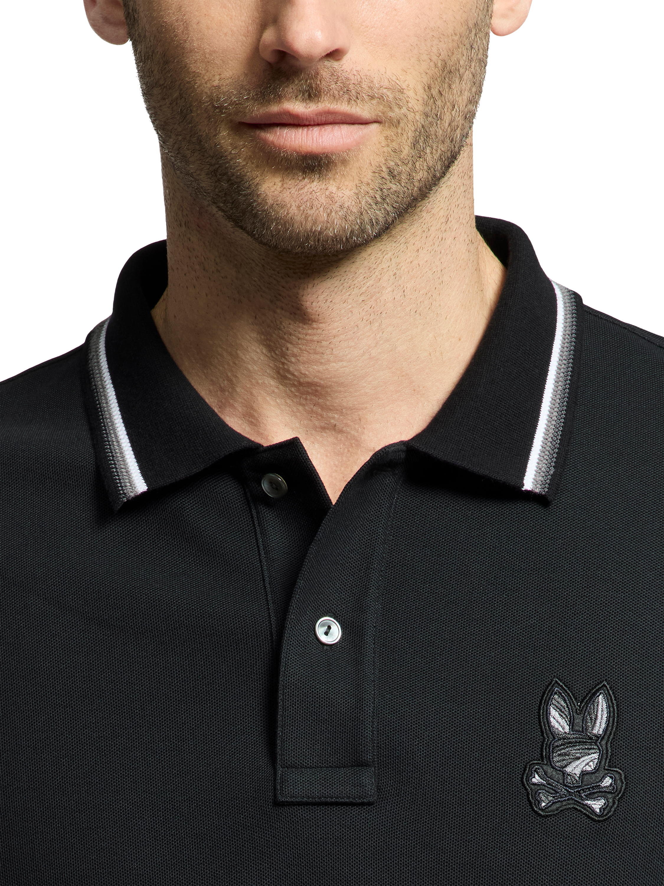 Product image 5 of 5, which shows Psycho Bunny Baxter Cotton Regular Fit Short Sleeve Polo Shirt, Black, S