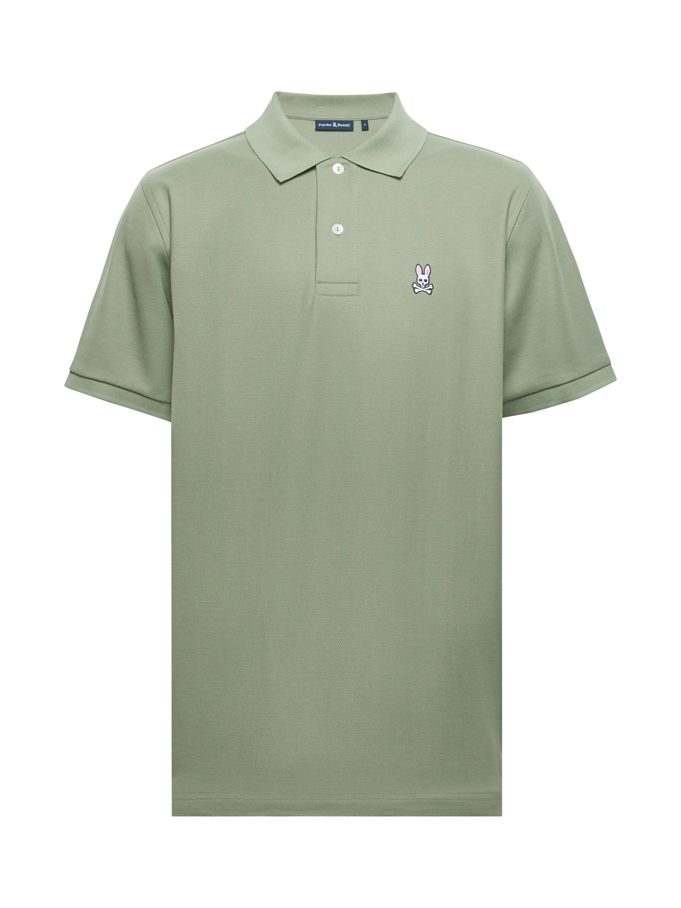 Product image 3 of 4, which shows Psycho Bunny Pima Cotton Regular Fit Short Sleeve Pique Polo Shirt, Sea Spray, S