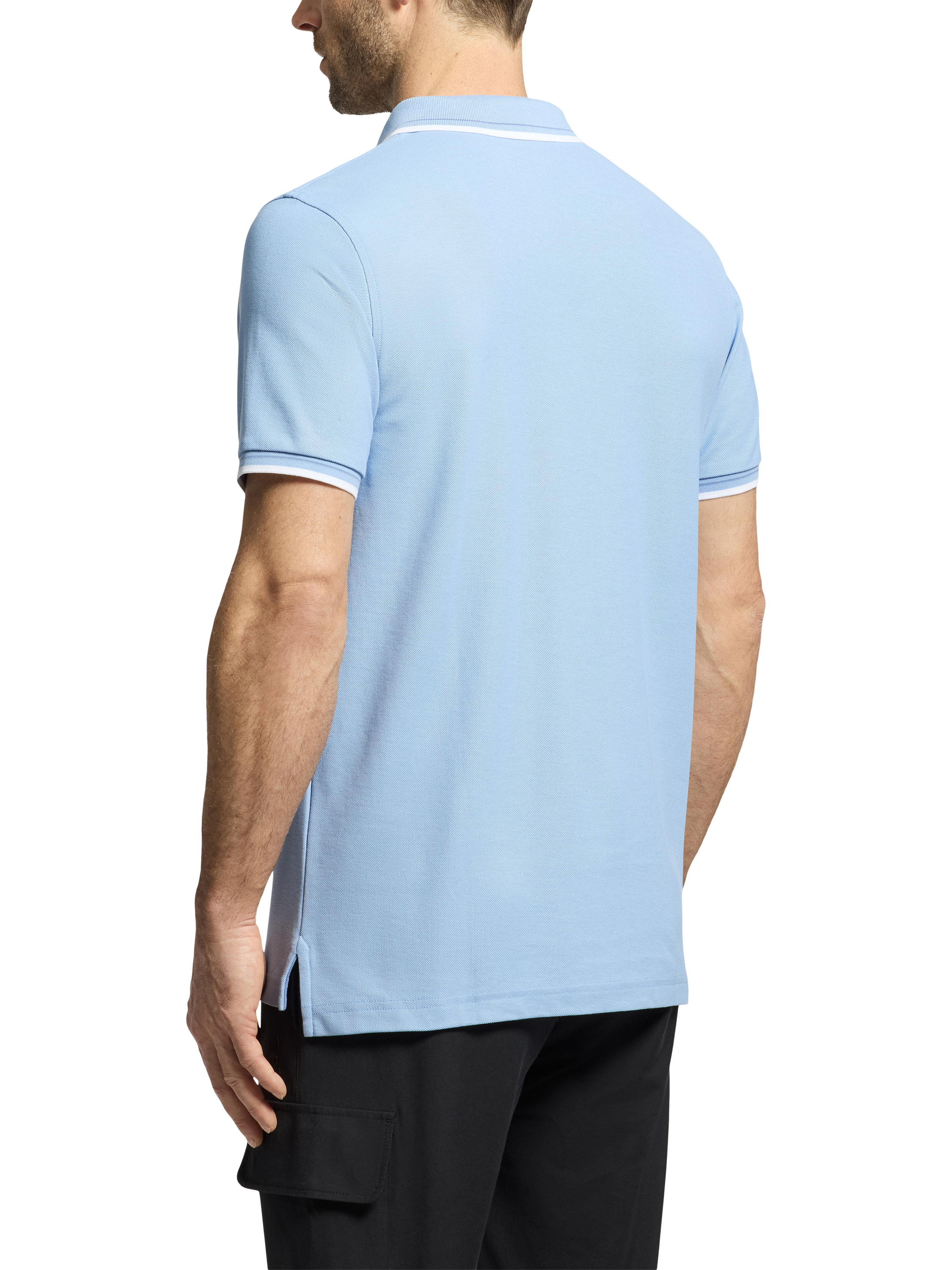 Product image 4 of 7, which shows Psycho Bunny Elliot Cotton Regular Fit Short Sleeve Pique Polo Shirt, Serenity, S