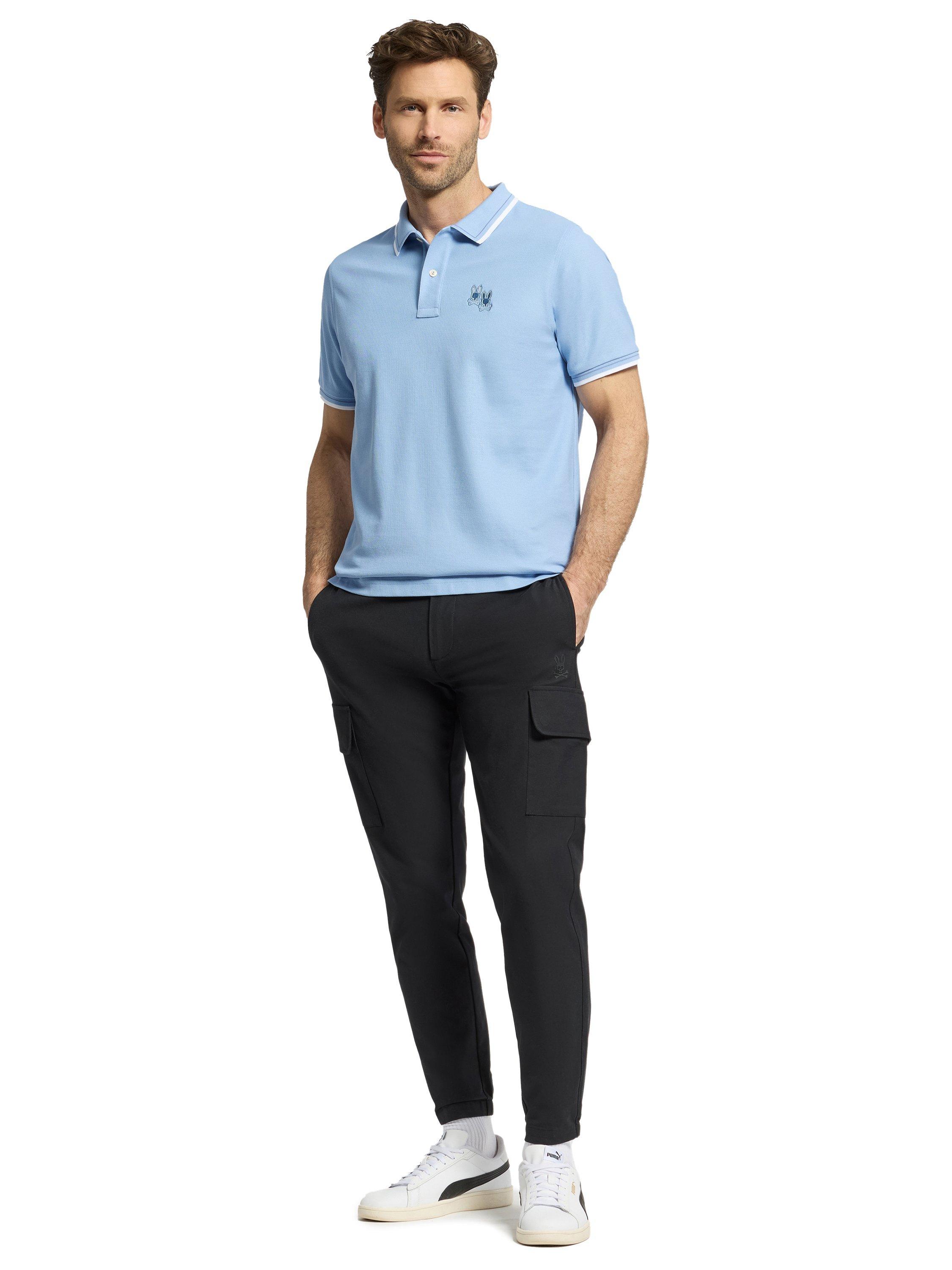 Product image 7 of 7, which shows Psycho Bunny Elliot Cotton Regular Fit Short Sleeve Pique Polo Shirt, Serenity, S