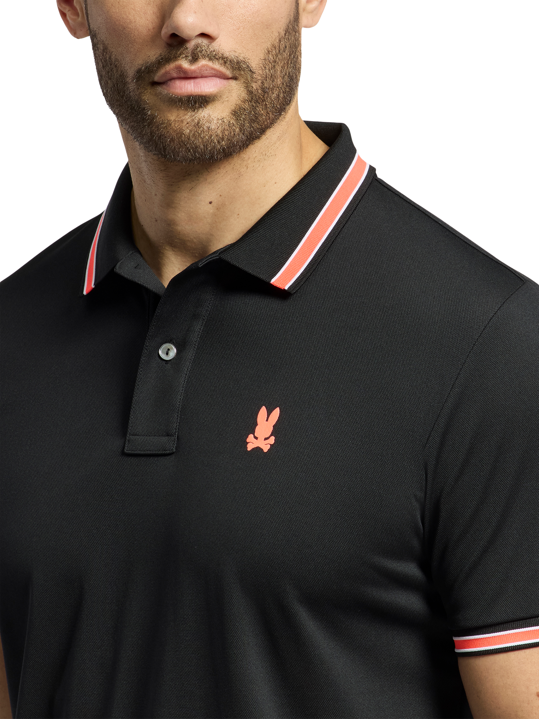 Product image 4 of 5, which shows Psycho Bunny Forrest Cotton Regular Fit Short Sleeve Polo Shirt, Black, S