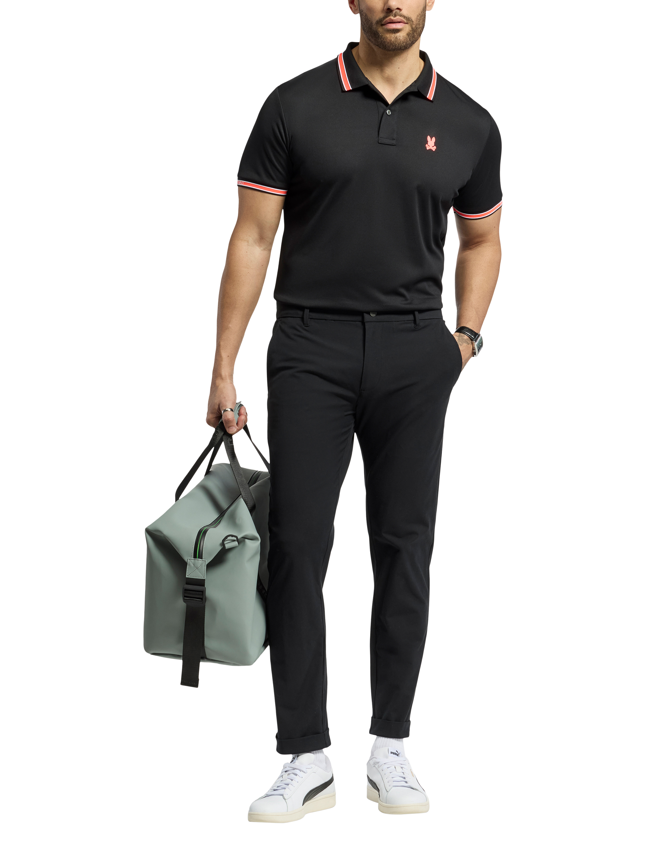 Product image 5 of 5, which shows Psycho Bunny Forrest Cotton Regular Fit Short Sleeve Polo Shirt, Black, S