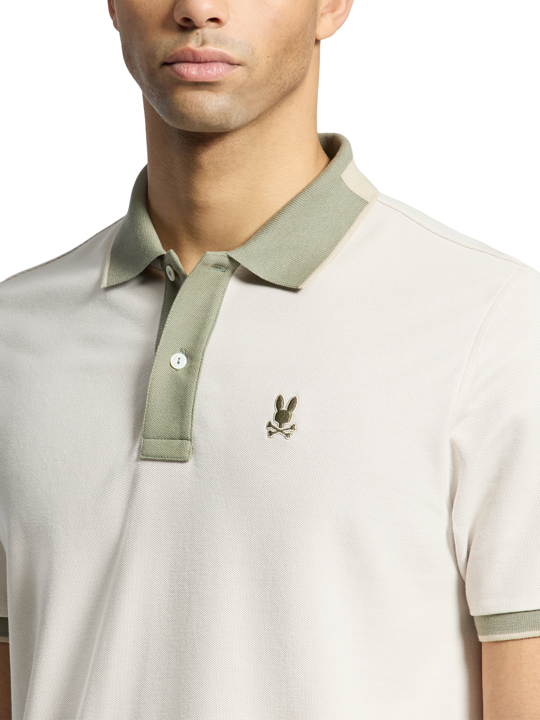 Product image 4 of 5, which shows Psycho Bunny Hatcher Cotton Regular Fit Short Sleeve Pique Polo Shirt, Beige, S